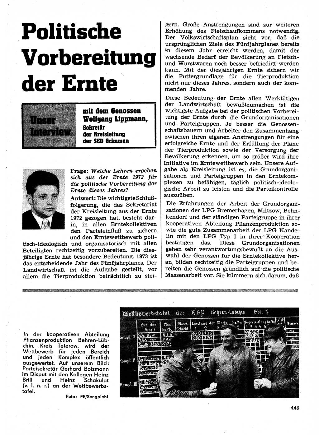 Neuer Weg (NW), Organ des Zentralkomitees (ZK) der SED (Sozialistische Einheitspartei Deutschlands) für Fragen des Parteilebens, 28. Jahrgang [Deutsche Demokratische Republik (DDR)] 1973, Seite 443 (NW ZK SED DDR 1973, S. 443)