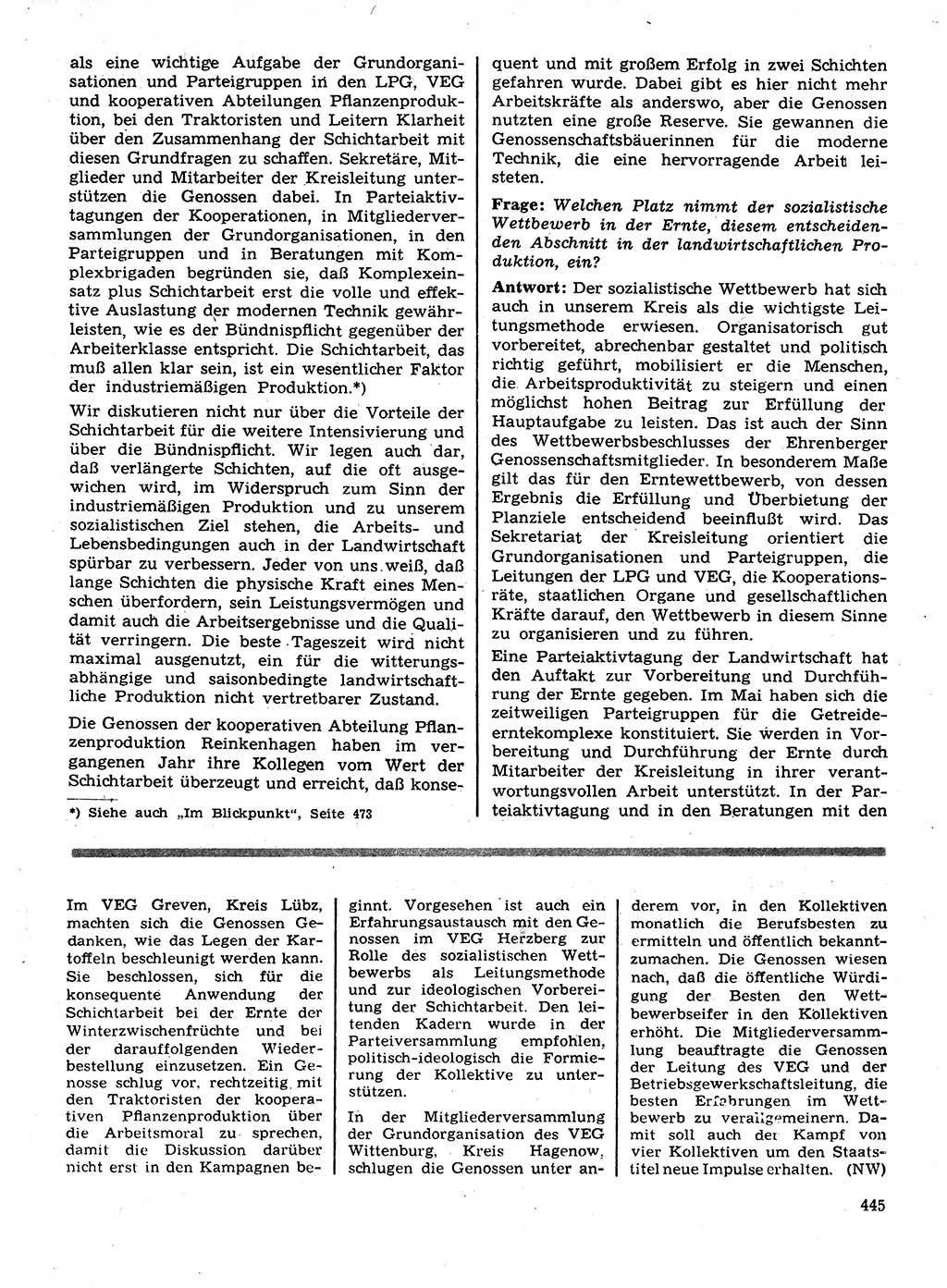 Neuer Weg (NW), Organ des Zentralkomitees (ZK) der SED (Sozialistische Einheitspartei Deutschlands) für Fragen des Parteilebens, 28. Jahrgang [Deutsche Demokratische Republik (DDR)] 1973, Seite 445 (NW ZK SED DDR 1973, S. 445)