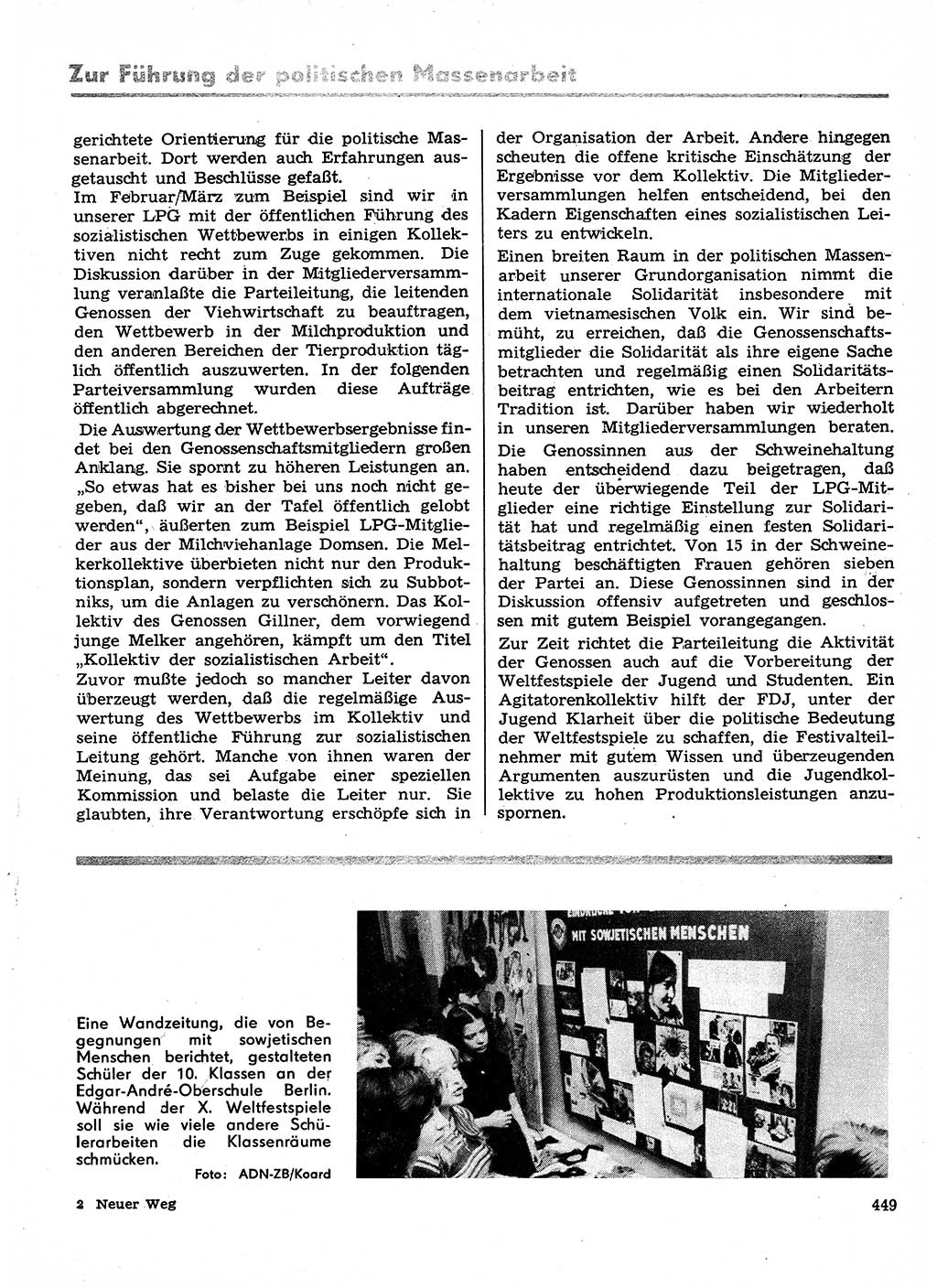 Neuer Weg (NW), Organ des Zentralkomitees (ZK) der SED (Sozialistische Einheitspartei Deutschlands) für Fragen des Parteilebens, 28. Jahrgang [Deutsche Demokratische Republik (DDR)] 1973, Seite 449 (NW ZK SED DDR 1973, S. 449)