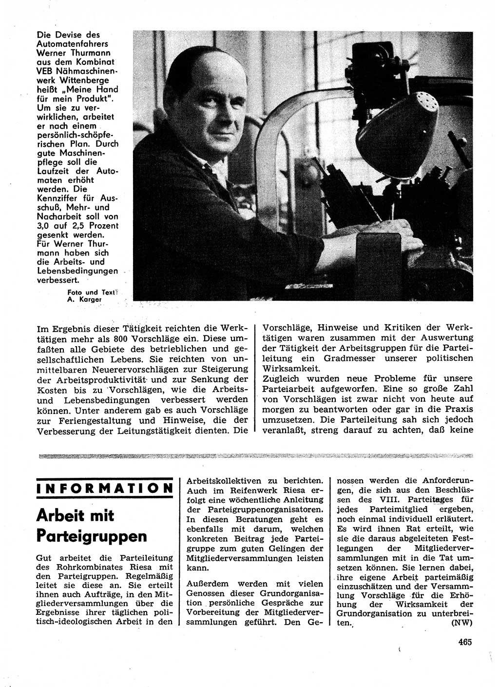 Neuer Weg (NW), Organ des Zentralkomitees (ZK) der SED (Sozialistische Einheitspartei Deutschlands) für Fragen des Parteilebens, 28. Jahrgang [Deutsche Demokratische Republik (DDR)] 1973, Seite 465 (NW ZK SED DDR 1973, S. 465)