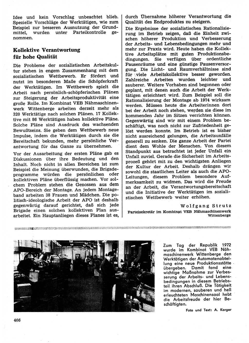 Neuer Weg (NW), Organ des Zentralkomitees (ZK) der SED (Sozialistische Einheitspartei Deutschlands) für Fragen des Parteilebens, 28. Jahrgang [Deutsche Demokratische Republik (DDR)] 1973, Seite 466 (NW ZK SED DDR 1973, S. 466)