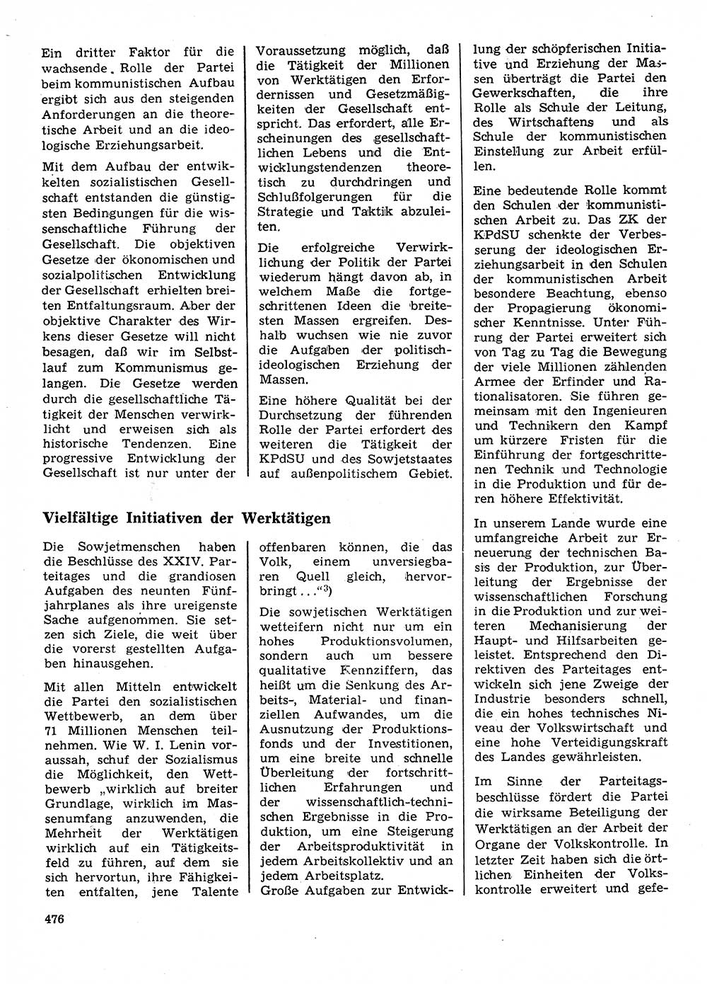 Neuer Weg (NW), Organ des Zentralkomitees (ZK) der SED (Sozialistische Einheitspartei Deutschlands) für Fragen des Parteilebens, 28. Jahrgang [Deutsche Demokratische Republik (DDR)] 1973, Seite 476 (NW ZK SED DDR 1973, S. 476)
