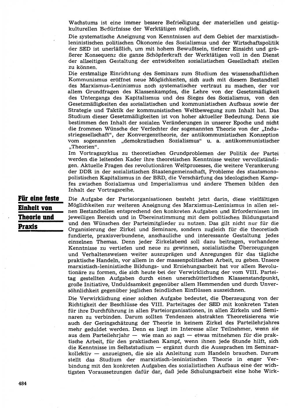 Neuer Weg (NW), Organ des Zentralkomitees (ZK) der SED (Sozialistische Einheitspartei Deutschlands) für Fragen des Parteilebens, 28. Jahrgang [Deutsche Demokratische Republik (DDR)] 1973, Seite 484 (NW ZK SED DDR 1973, S. 484)