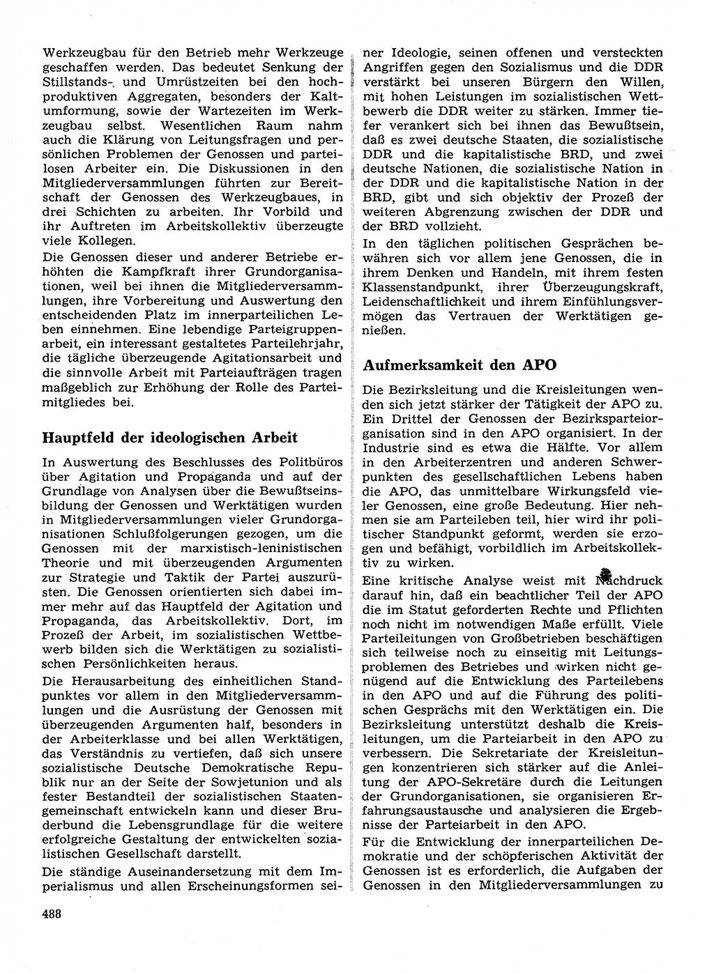 Neuer Weg (NW), Organ des Zentralkomitees (ZK) der SED (Sozialistische Einheitspartei Deutschlands) für Fragen des Parteilebens, 28. Jahrgang [Deutsche Demokratische Republik (DDR)] 1973, Seite 488 (NW ZK SED DDR 1973, S. 488)
