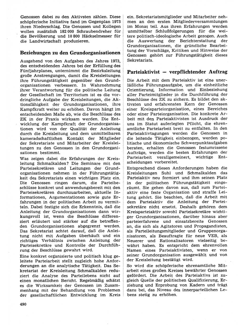 Neuer Weg (NW), Organ des Zentralkomitees (ZK) der SED (Sozialistische Einheitspartei Deutschlands) für Fragen des Parteilebens, 28. Jahrgang [Deutsche Demokratische Republik (DDR)] 1973, Seite 490 (NW ZK SED DDR 1973, S. 490)
