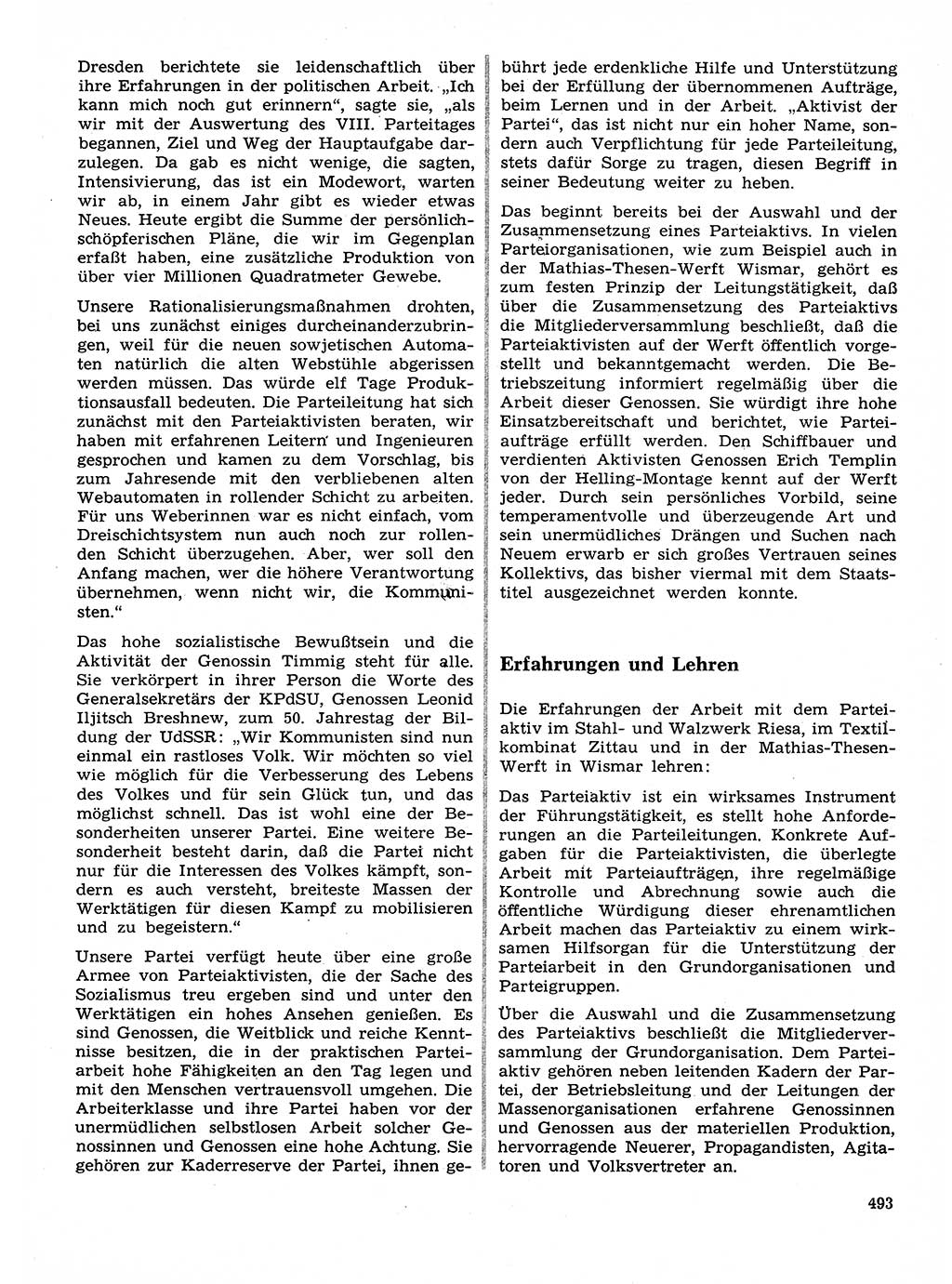Neuer Weg (NW), Organ des Zentralkomitees (ZK) der SED (Sozialistische Einheitspartei Deutschlands) für Fragen des Parteilebens, 28. Jahrgang [Deutsche Demokratische Republik (DDR)] 1973, Seite 493 (NW ZK SED DDR 1973, S. 493)
