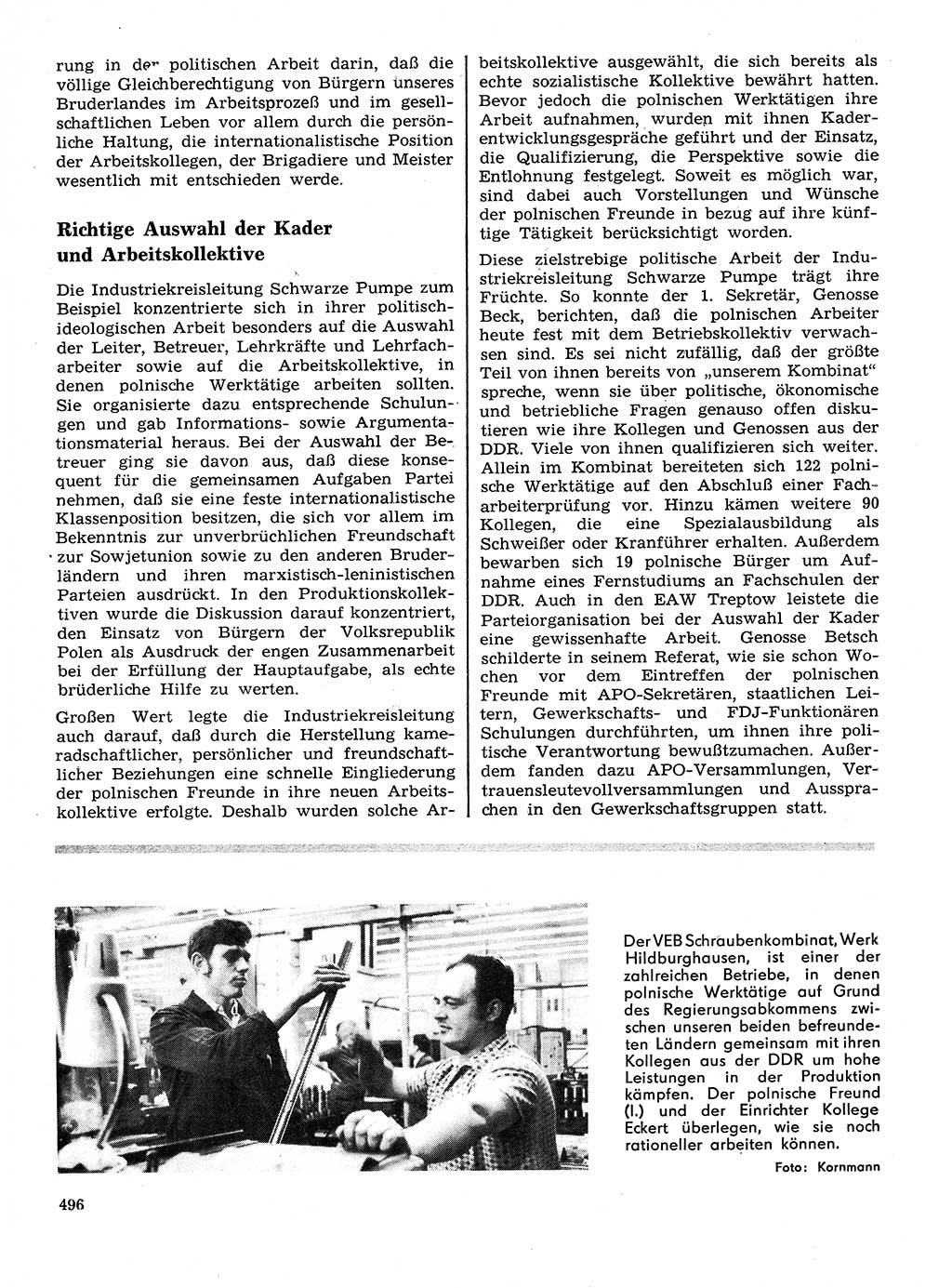 Neuer Weg (NW), Organ des Zentralkomitees (ZK) der SED (Sozialistische Einheitspartei Deutschlands) für Fragen des Parteilebens, 28. Jahrgang [Deutsche Demokratische Republik (DDR)] 1973, Seite 496 (NW ZK SED DDR 1973, S. 496)