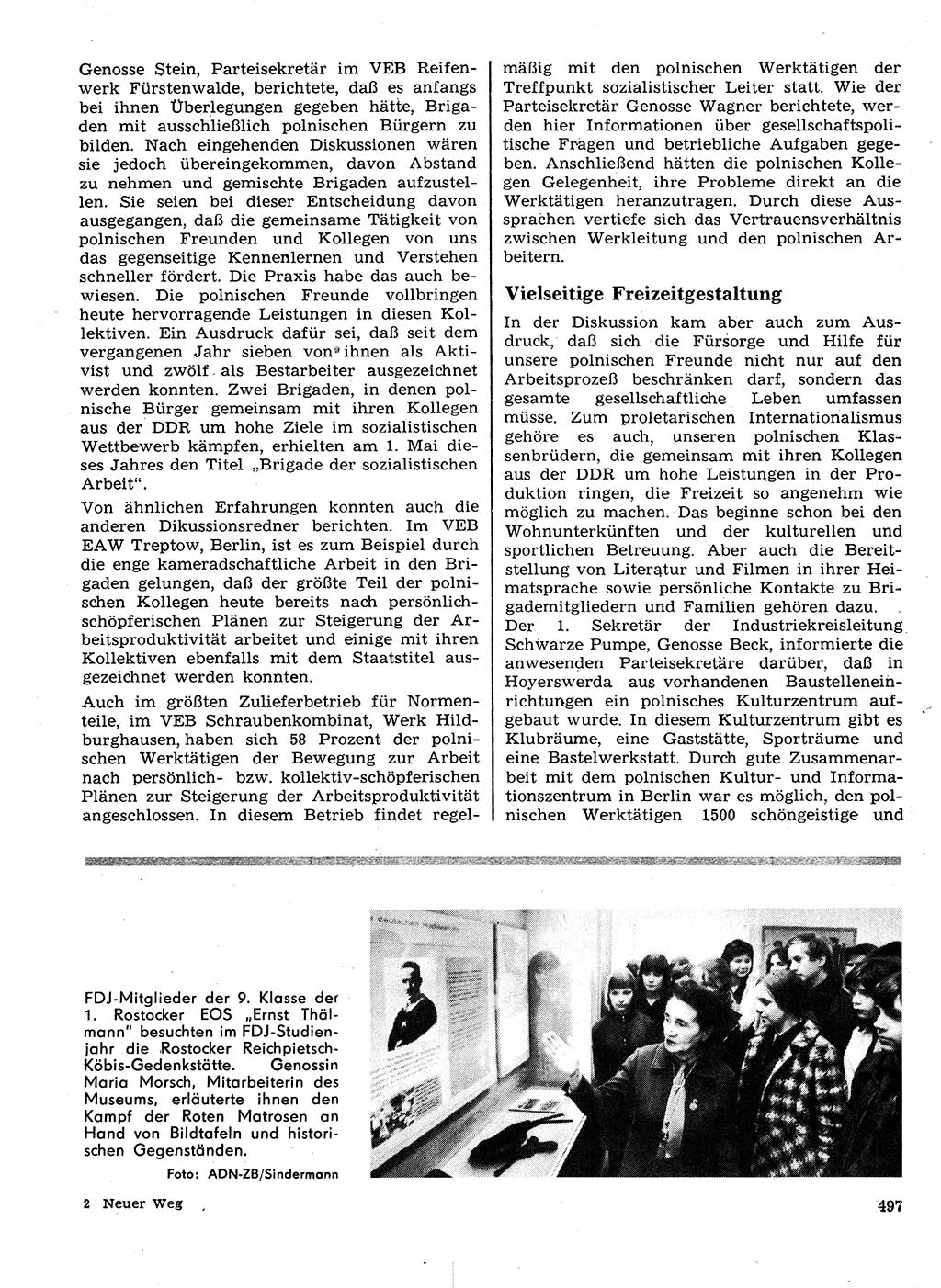 Neuer Weg (NW), Organ des Zentralkomitees (ZK) der SED (Sozialistische Einheitspartei Deutschlands) für Fragen des Parteilebens, 28. Jahrgang [Deutsche Demokratische Republik (DDR)] 1973, Seite 497 (NW ZK SED DDR 1973, S. 497)