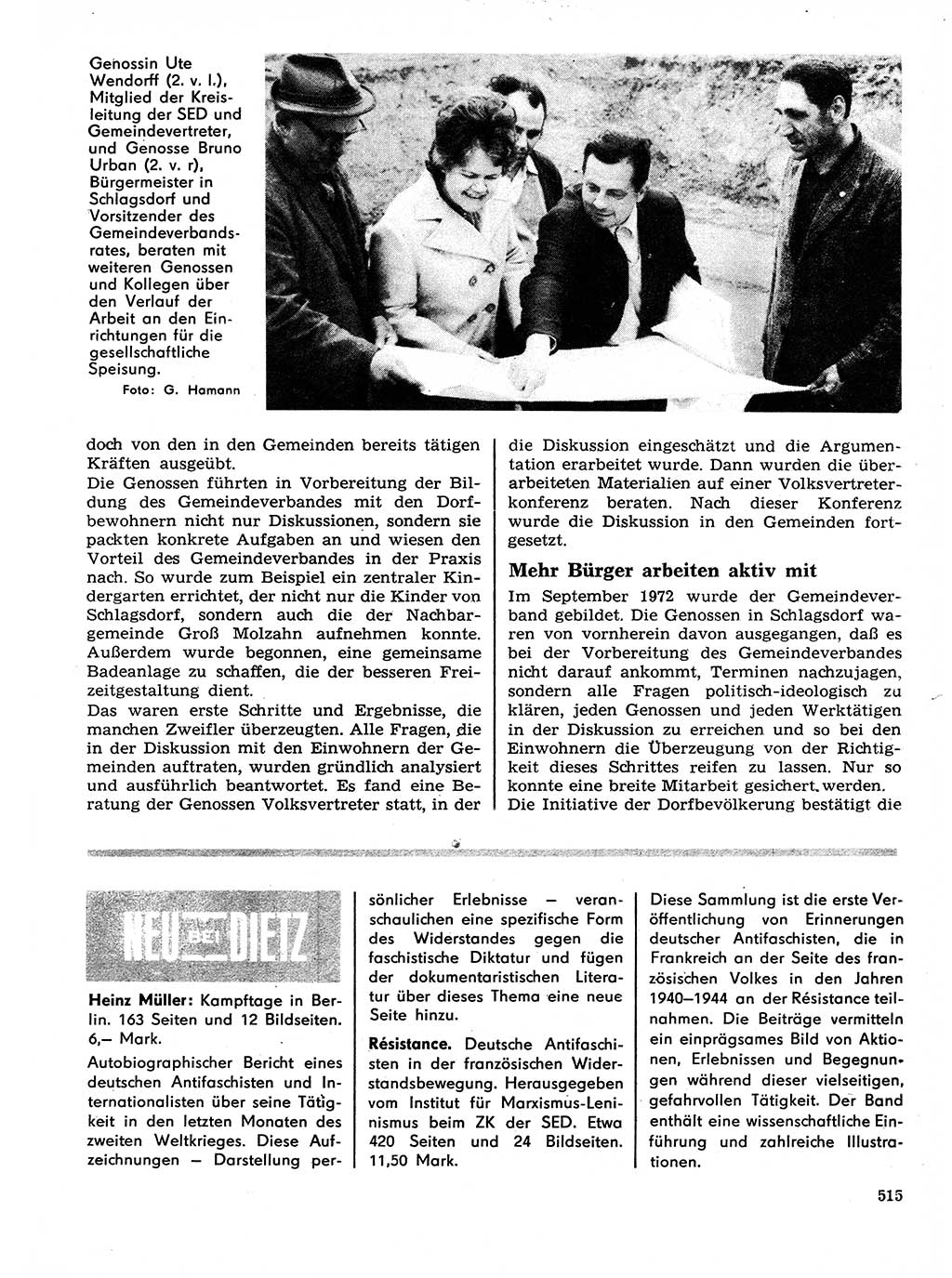 Neuer Weg (NW), Organ des Zentralkomitees (ZK) der SED (Sozialistische Einheitspartei Deutschlands) für Fragen des Parteilebens, 28. Jahrgang [Deutsche Demokratische Republik (DDR)] 1973, Seite 515 (NW ZK SED DDR 1973, S. 515)