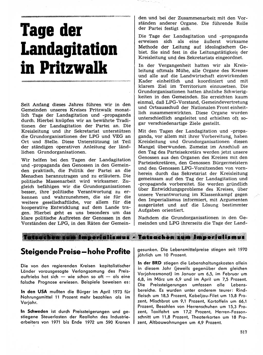 Neuer Weg (NW), Organ des Zentralkomitees (ZK) der SED (Sozialistische Einheitspartei Deutschlands) für Fragen des Parteilebens, 28. Jahrgang [Deutsche Demokratische Republik (DDR)] 1973, Seite 517 (NW ZK SED DDR 1973, S. 517)