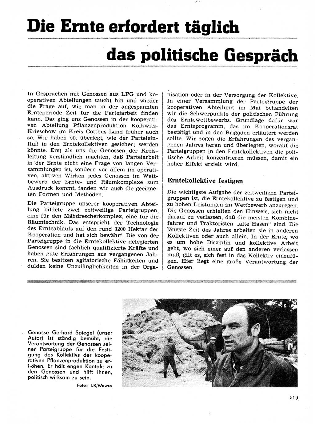 Neuer Weg (NW), Organ des Zentralkomitees (ZK) der SED (Sozialistische Einheitspartei Deutschlands) fÃ¼r Fragen des Parteilebens, 28. Jahrgang [Deutsche Demokratische Republik (DDR)] 1973, Seite 519 (NW ZK SED DDR 1973, S. 519)