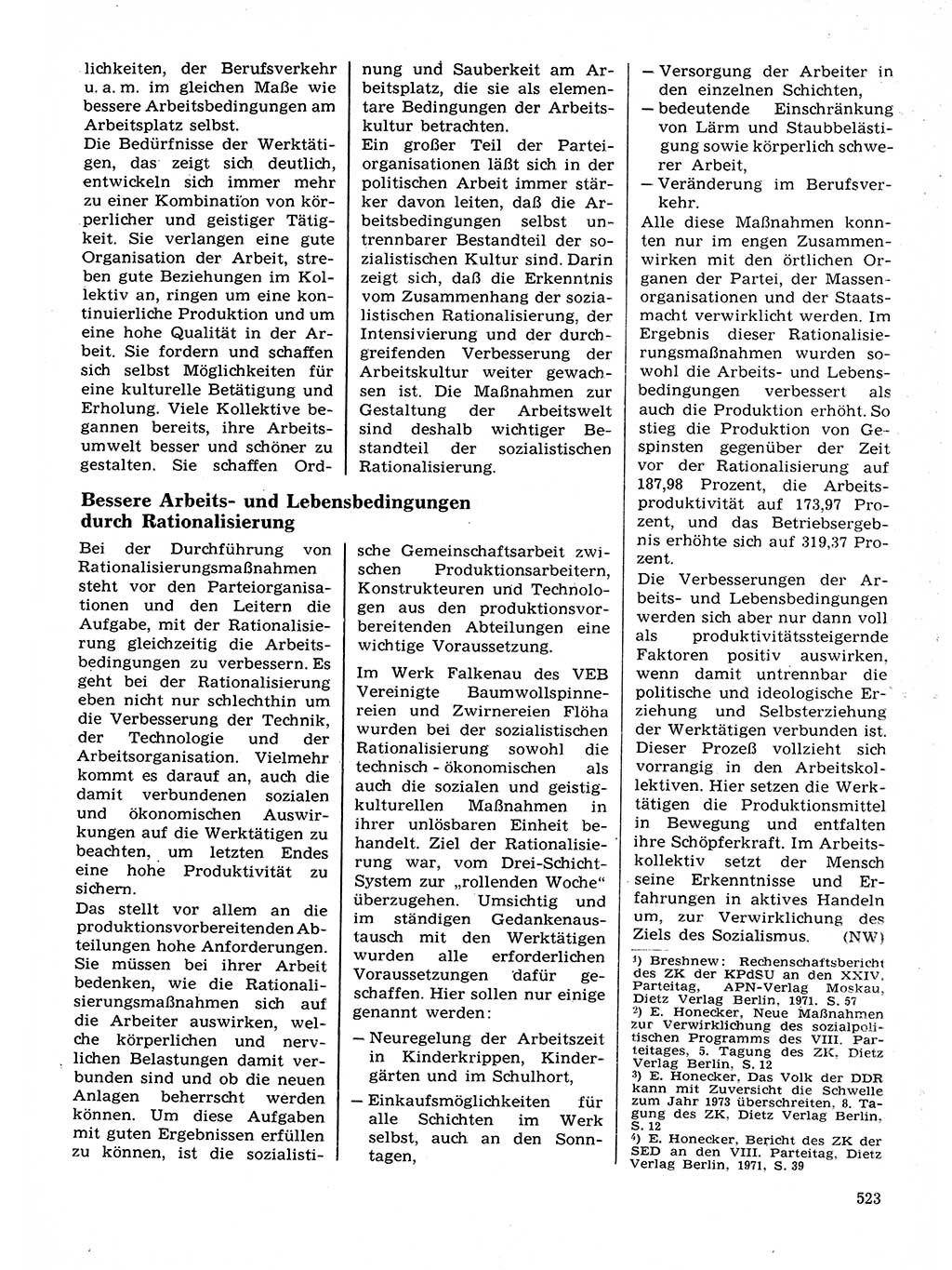 Neuer Weg (NW), Organ des Zentralkomitees (ZK) der SED (Sozialistische Einheitspartei Deutschlands) für Fragen des Parteilebens, 28. Jahrgang [Deutsche Demokratische Republik (DDR)] 1973, Seite 523 (NW ZK SED DDR 1973, S. 523)
