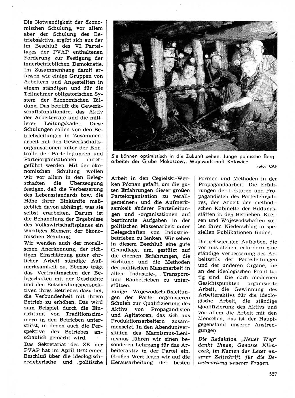 Neuer Weg (NW), Organ des Zentralkomitees (ZK) der SED (Sozialistische Einheitspartei Deutschlands) für Fragen des Parteilebens, 28. Jahrgang [Deutsche Demokratische Republik (DDR)] 1973, Seite 527 (NW ZK SED DDR 1973, S. 527)