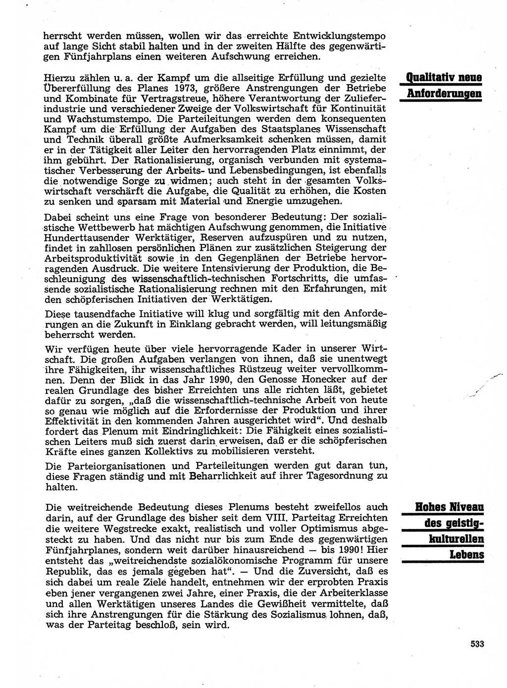 Neuer Weg (NW), Organ des Zentralkomitees (ZK) der SED (Sozialistische Einheitspartei Deutschlands) für Fragen des Parteilebens, 28. Jahrgang [Deutsche Demokratische Republik (DDR)] 1973, Seite 533 (NW ZK SED DDR 1973, S. 533)