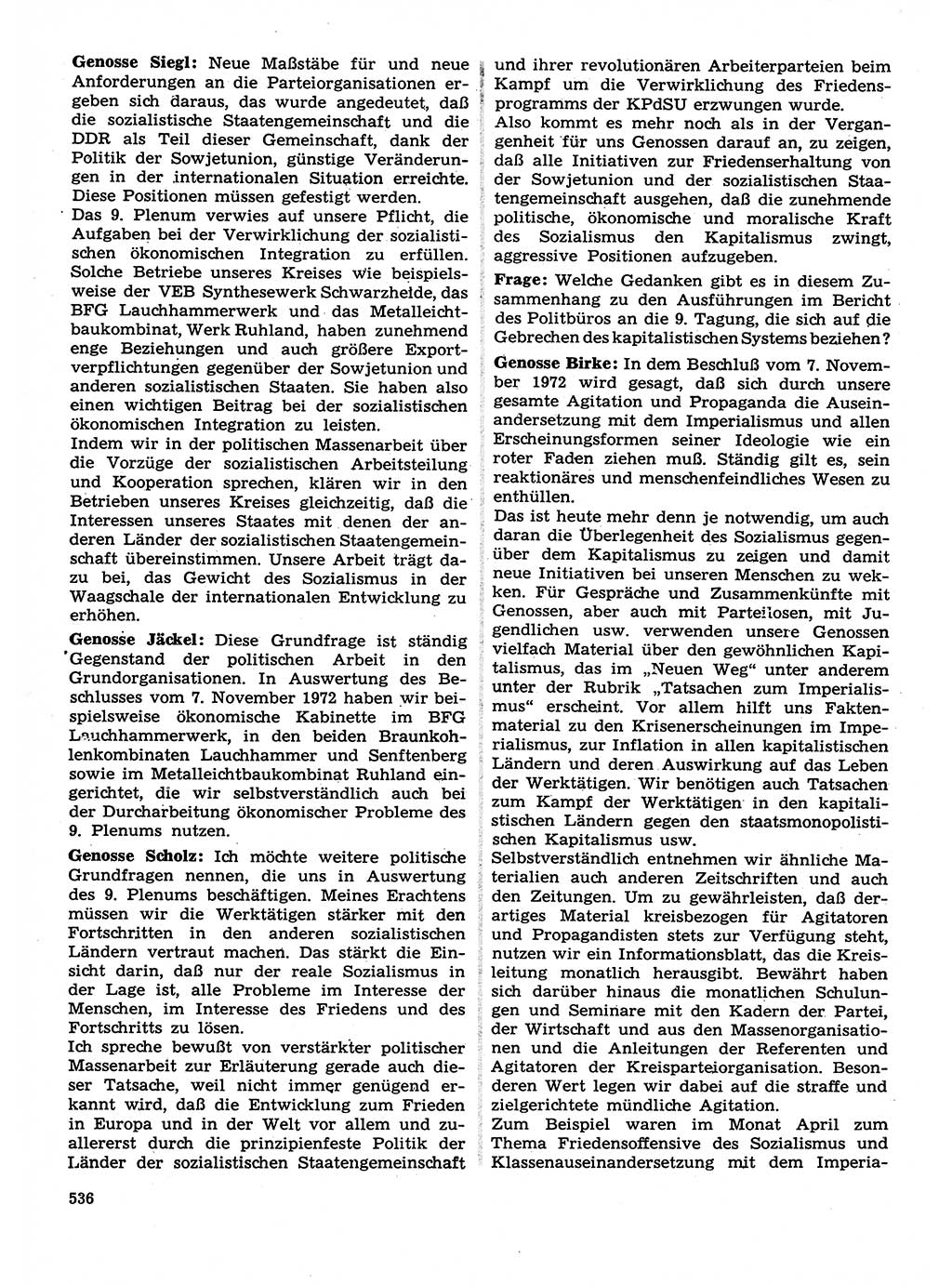 Neuer Weg (NW), Organ des Zentralkomitees (ZK) der SED (Sozialistische Einheitspartei Deutschlands) für Fragen des Parteilebens, 28. Jahrgang [Deutsche Demokratische Republik (DDR)] 1973, Seite 536 (NW ZK SED DDR 1973, S. 536)