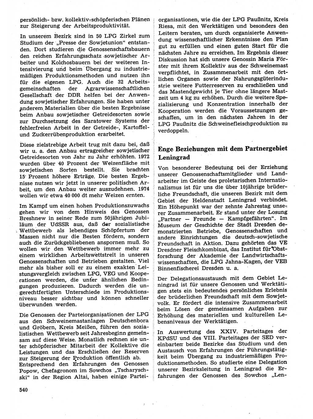 Neuer Weg (NW), Organ des Zentralkomitees (ZK) der SED (Sozialistische Einheitspartei Deutschlands) für Fragen des Parteilebens, 28. Jahrgang [Deutsche Demokratische Republik (DDR)] 1973, Seite 540 (NW ZK SED DDR 1973, S. 540)