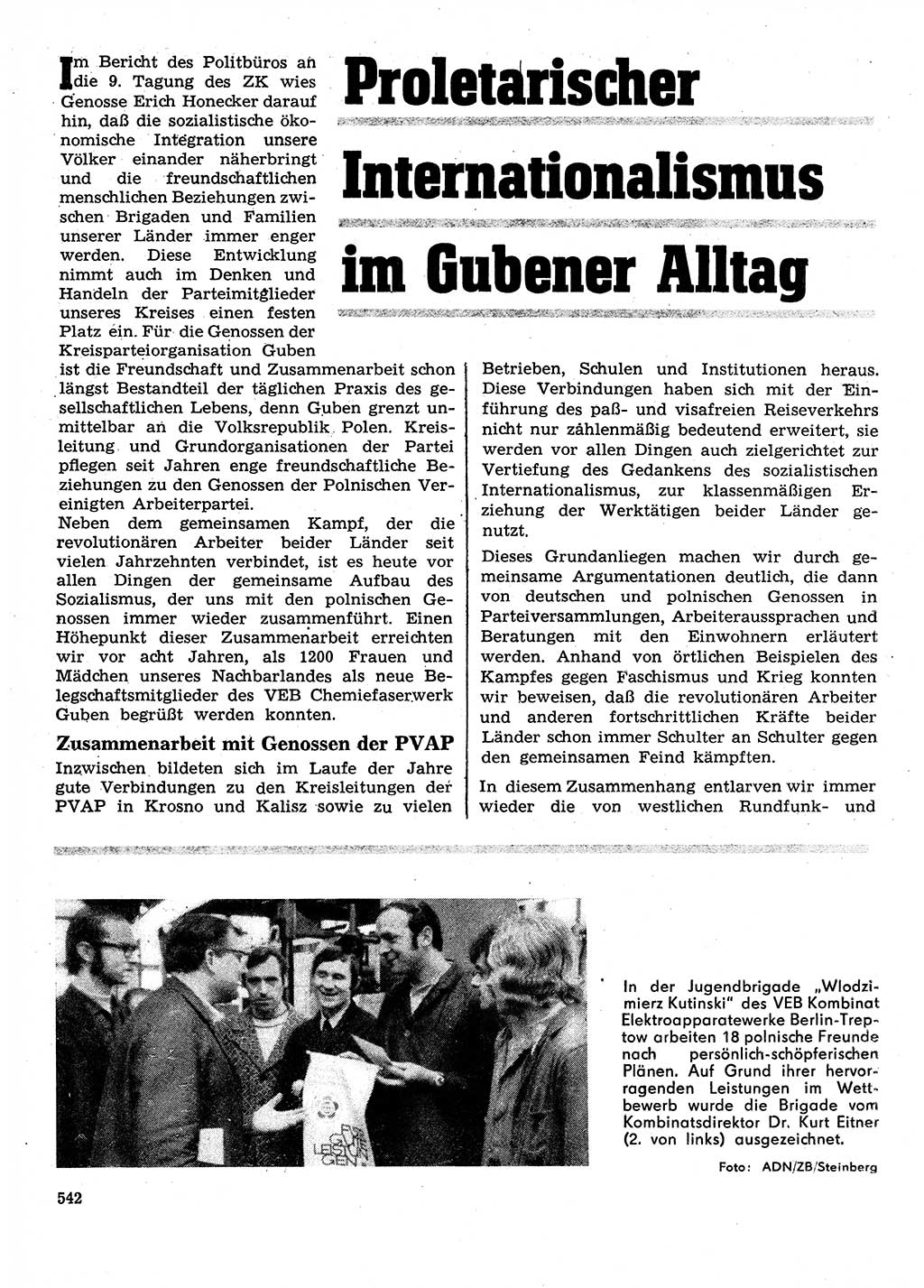 Neuer Weg (NW), Organ des Zentralkomitees (ZK) der SED (Sozialistische Einheitspartei Deutschlands) für Fragen des Parteilebens, 28. Jahrgang [Deutsche Demokratische Republik (DDR)] 1973, Seite 542 (NW ZK SED DDR 1973, S. 542)