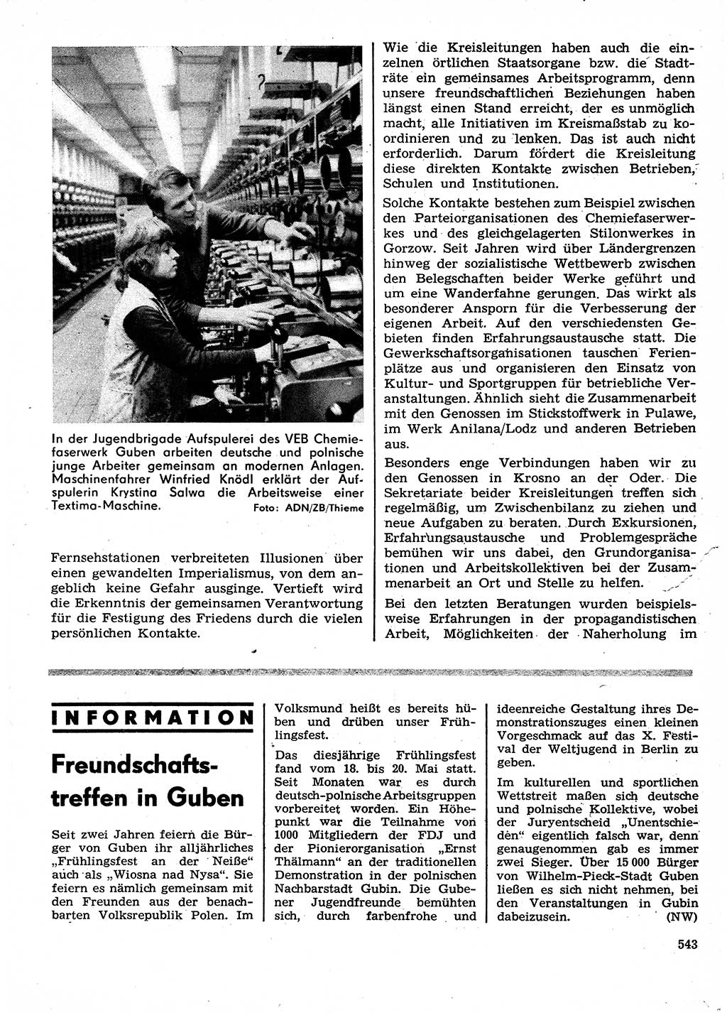 Neuer Weg (NW), Organ des Zentralkomitees (ZK) der SED (Sozialistische Einheitspartei Deutschlands) für Fragen des Parteilebens, 28. Jahrgang [Deutsche Demokratische Republik (DDR)] 1973, Seite 543 (NW ZK SED DDR 1973, S. 543)