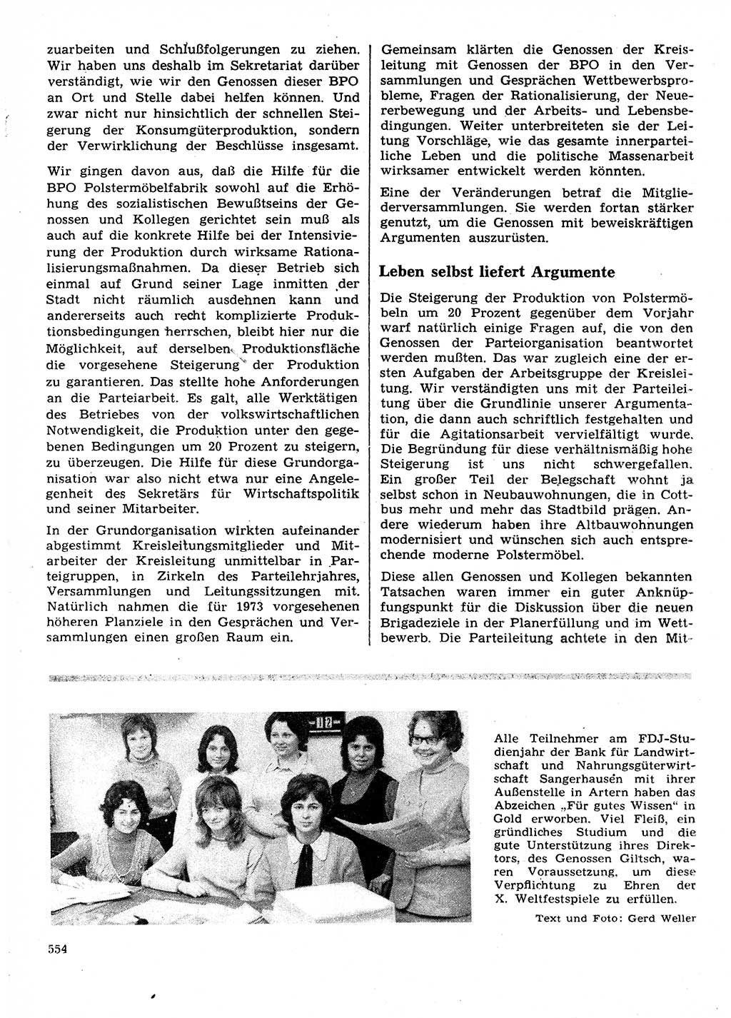 Neuer Weg (NW), Organ des Zentralkomitees (ZK) der SED (Sozialistische Einheitspartei Deutschlands) für Fragen des Parteilebens, 28. Jahrgang [Deutsche Demokratische Republik (DDR)] 1973, Seite 554 (NW ZK SED DDR 1973, S. 554)