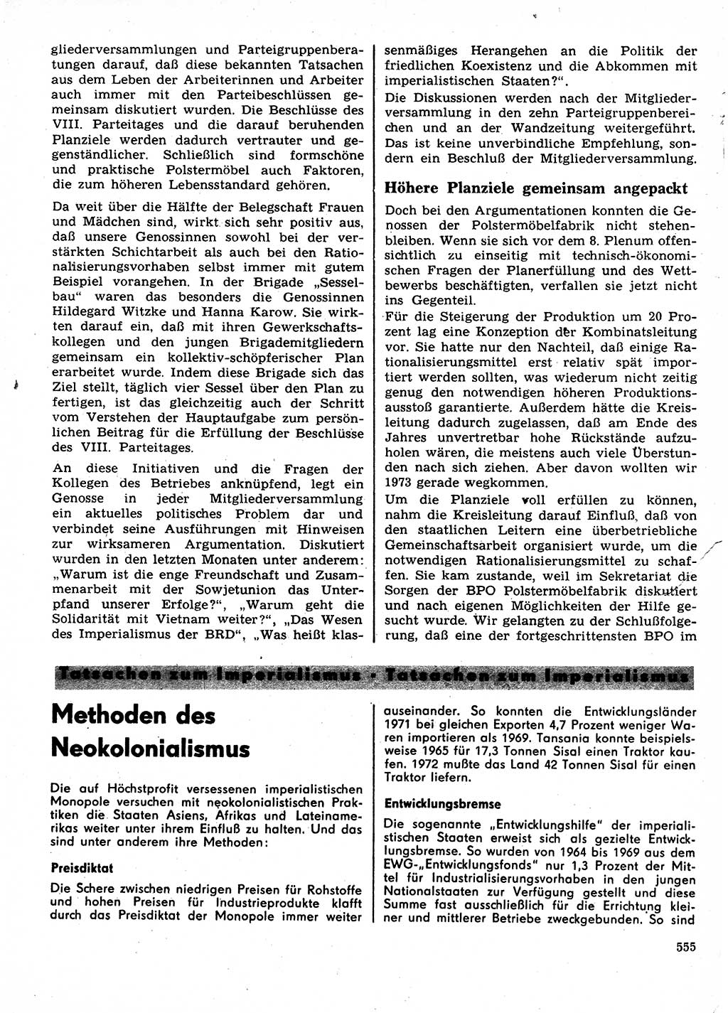Neuer Weg (NW), Organ des Zentralkomitees (ZK) der SED (Sozialistische Einheitspartei Deutschlands) für Fragen des Parteilebens, 28. Jahrgang [Deutsche Demokratische Republik (DDR)] 1973, Seite 555 (NW ZK SED DDR 1973, S. 555)