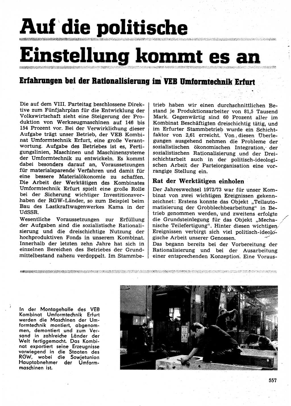 Neuer Weg (NW), Organ des Zentralkomitees (ZK) der SED (Sozialistische Einheitspartei Deutschlands) für Fragen des Parteilebens, 28. Jahrgang [Deutsche Demokratische Republik (DDR)] 1973, Seite 557 (NW ZK SED DDR 1973, S. 557)