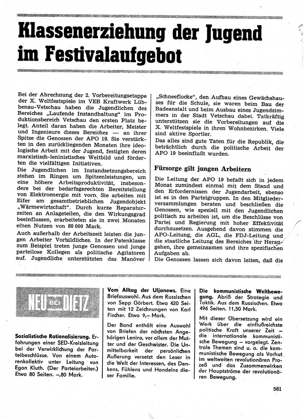 Neuer Weg (NW), Organ des Zentralkomitees (ZK) der SED (Sozialistische Einheitspartei Deutschlands) für Fragen des Parteilebens, 28. Jahrgang [Deutsche Demokratische Republik (DDR)] 1973, Seite 561 (NW ZK SED DDR 1973, S. 561)