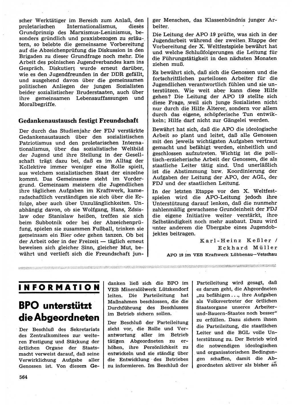 Neuer Weg (NW), Organ des Zentralkomitees (ZK) der SED (Sozialistische Einheitspartei Deutschlands) für Fragen des Parteilebens, 28. Jahrgang [Deutsche Demokratische Republik (DDR)] 1973, Seite 564 (NW ZK SED DDR 1973, S. 564)