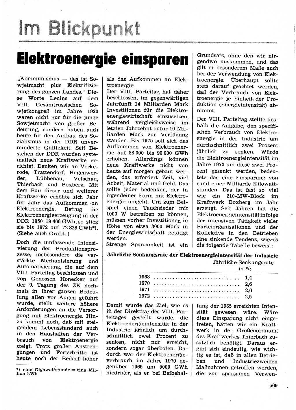 Neuer Weg (NW), Organ des Zentralkomitees (ZK) der SED (Sozialistische Einheitspartei Deutschlands) für Fragen des Parteilebens, 28. Jahrgang [Deutsche Demokratische Republik (DDR)] 1973, Seite 569 (NW ZK SED DDR 1973, S. 569)