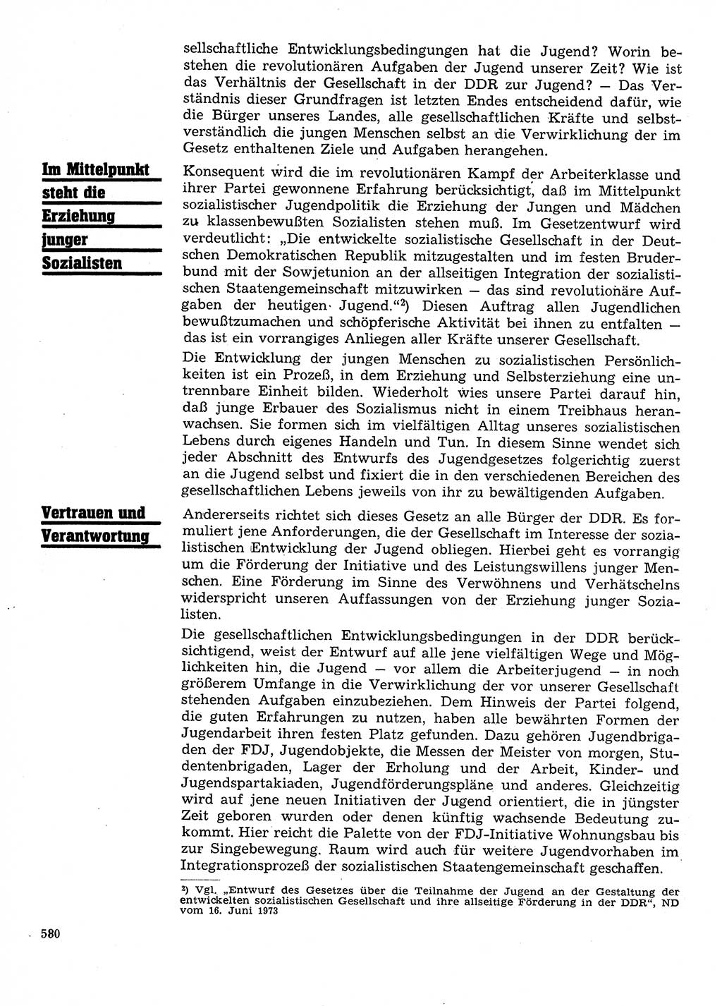 Neuer Weg (NW), Organ des Zentralkomitees (ZK) der SED (Sozialistische Einheitspartei Deutschlands) für Fragen des Parteilebens, 28. Jahrgang [Deutsche Demokratische Republik (DDR)] 1973, Seite 580 (NW ZK SED DDR 1973, S. 580)