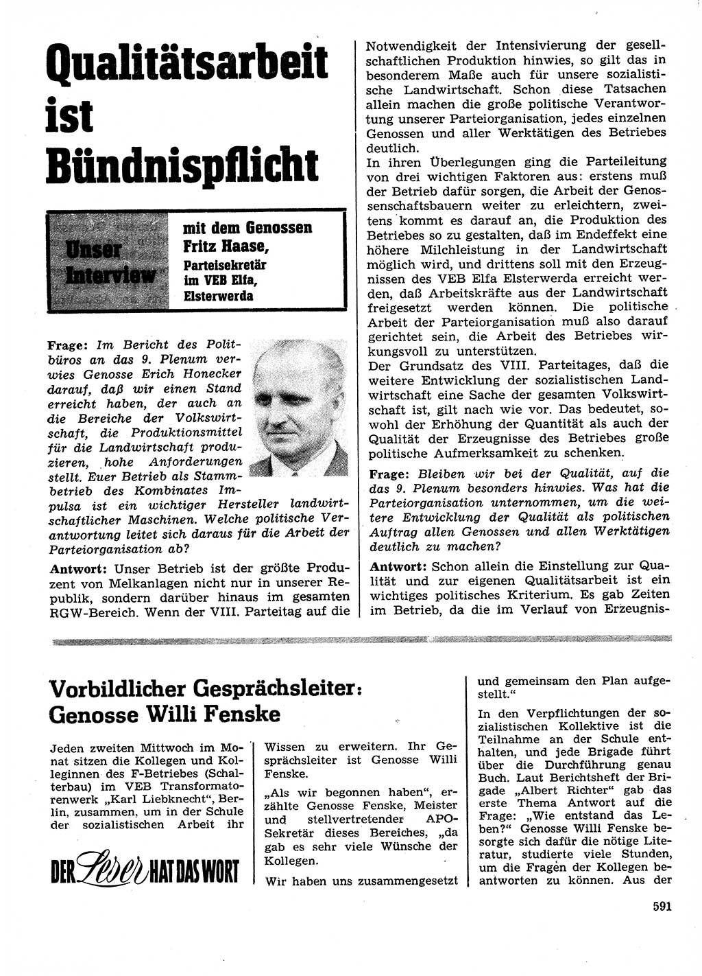 Neuer Weg (NW), Organ des Zentralkomitees (ZK) der SED (Sozialistische Einheitspartei Deutschlands) für Fragen des Parteilebens, 28. Jahrgang [Deutsche Demokratische Republik (DDR)] 1973, Seite 591 (NW ZK SED DDR 1973, S. 591)