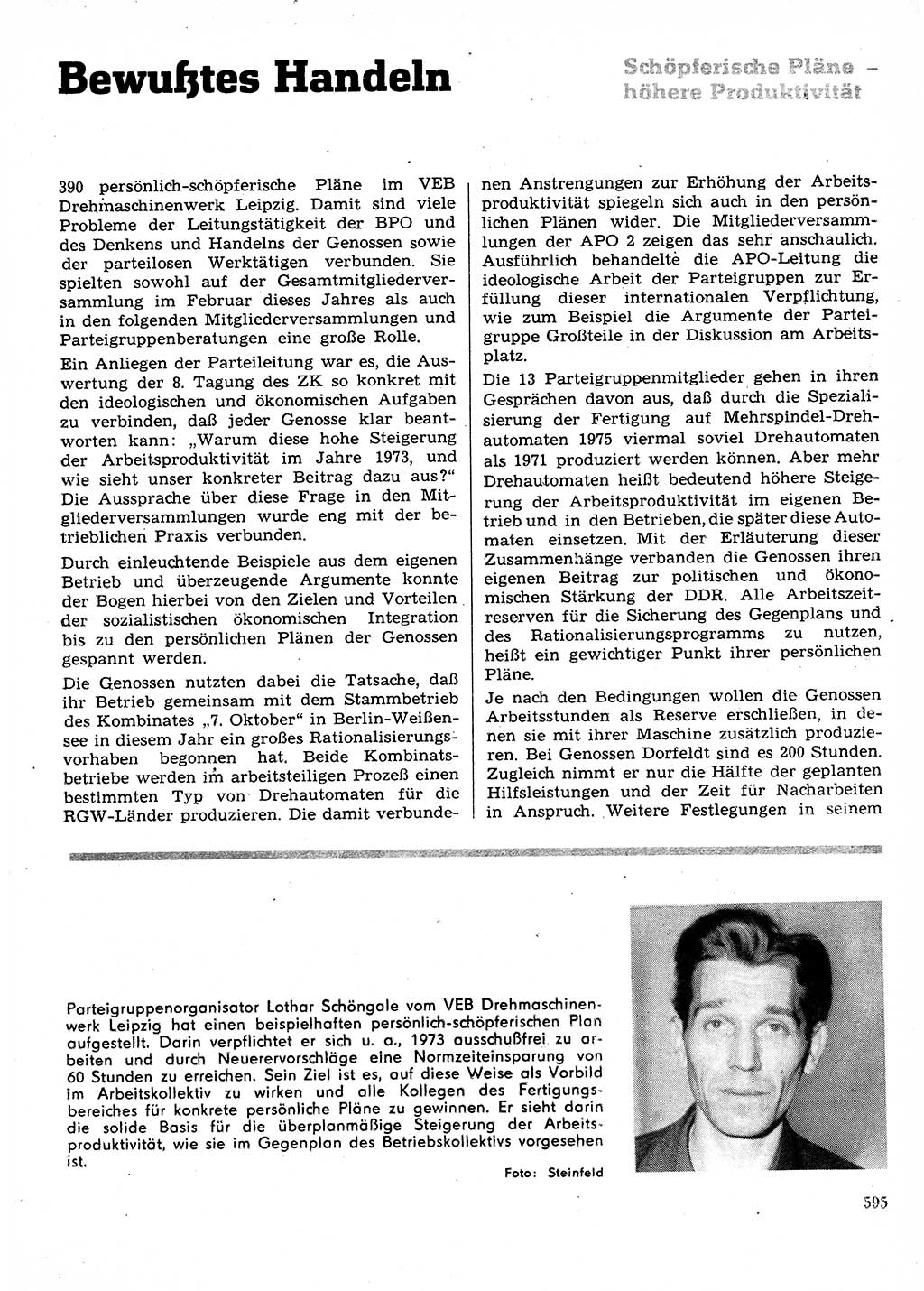 Neuer Weg (NW), Organ des Zentralkomitees (ZK) der SED (Sozialistische Einheitspartei Deutschlands) für Fragen des Parteilebens, 28. Jahrgang [Deutsche Demokratische Republik (DDR)] 1973, Seite 595 (NW ZK SED DDR 1973, S. 595)