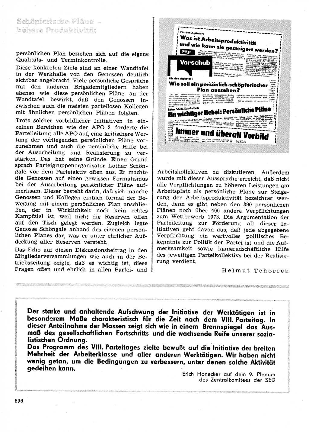 Neuer Weg (NW), Organ des Zentralkomitees (ZK) der SED (Sozialistische Einheitspartei Deutschlands) für Fragen des Parteilebens, 28. Jahrgang [Deutsche Demokratische Republik (DDR)] 1973, Seite 596 (NW ZK SED DDR 1973, S. 596)