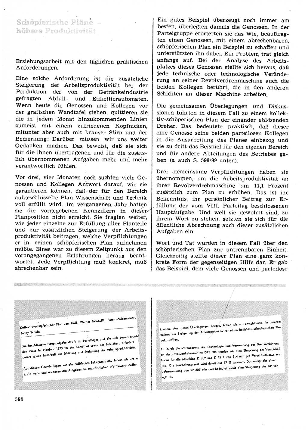 Neuer Weg (NW), Organ des Zentralkomitees (ZK) der SED (Sozialistische Einheitspartei Deutschlands) für Fragen des Parteilebens, 28. Jahrgang [Deutsche Demokratische Republik (DDR)] 1973, Seite 598 (NW ZK SED DDR 1973, S. 598)