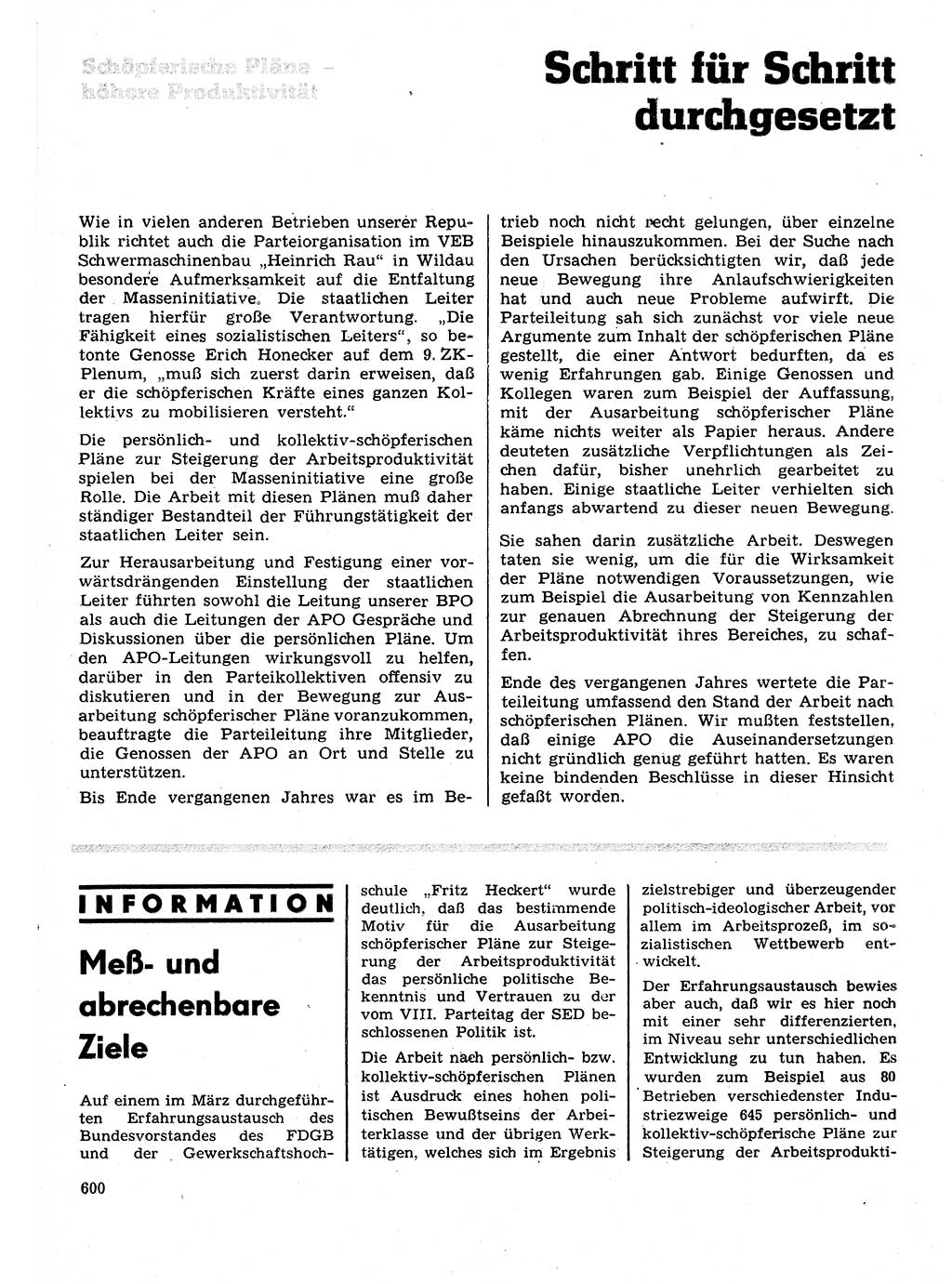 Neuer Weg (NW), Organ des Zentralkomitees (ZK) der SED (Sozialistische Einheitspartei Deutschlands) für Fragen des Parteilebens, 28. Jahrgang [Deutsche Demokratische Republik (DDR)] 1973, Seite 600 (NW ZK SED DDR 1973, S. 600)