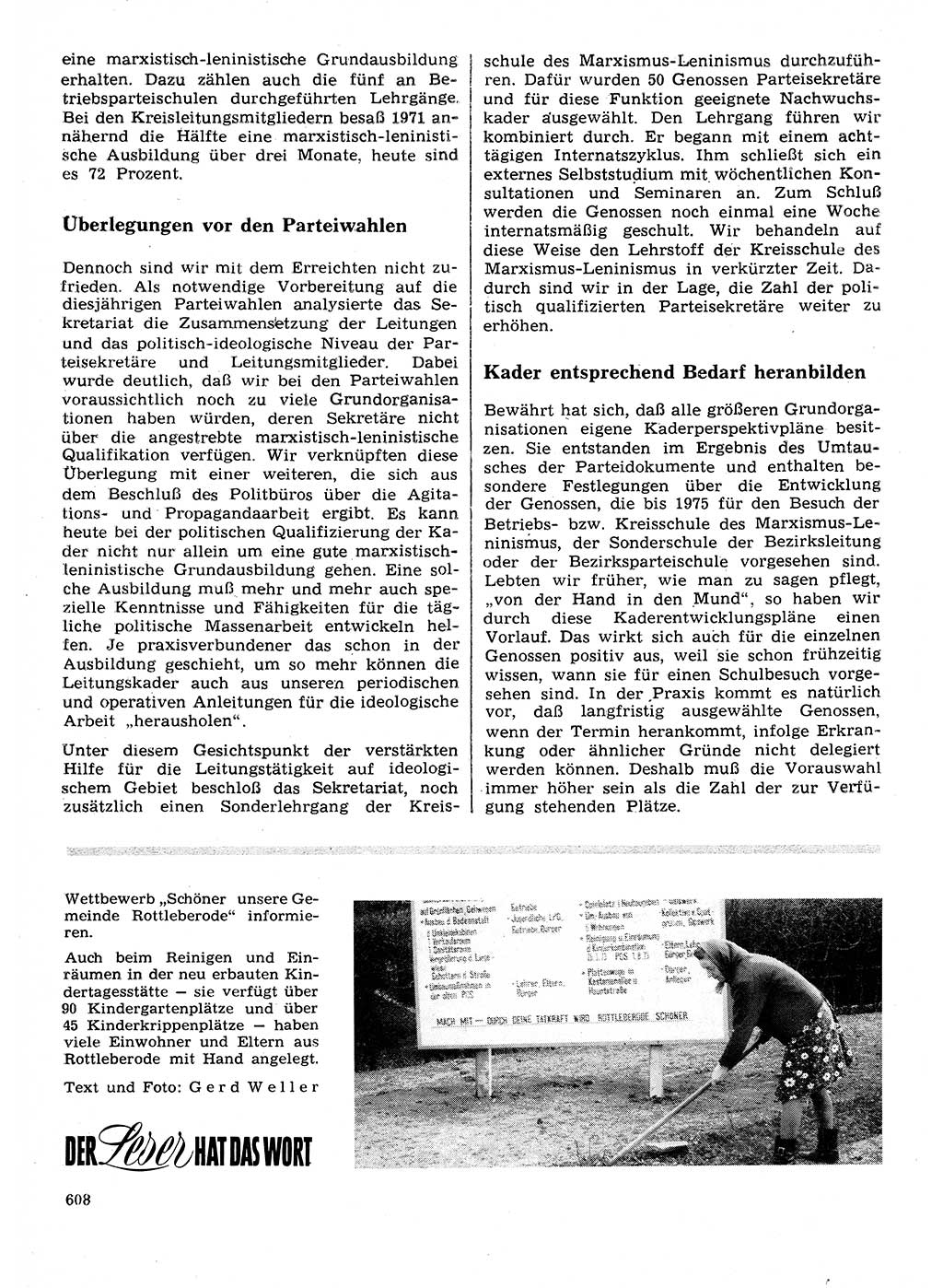 Neuer Weg (NW), Organ des Zentralkomitees (ZK) der SED (Sozialistische Einheitspartei Deutschlands) für Fragen des Parteilebens, 28. Jahrgang [Deutsche Demokratische Republik (DDR)] 1973, Seite 608 (NW ZK SED DDR 1973, S. 608)