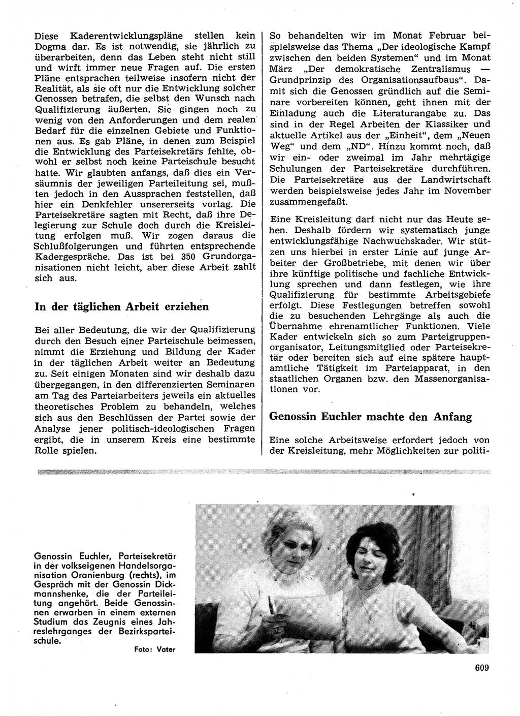 Neuer Weg (NW), Organ des Zentralkomitees (ZK) der SED (Sozialistische Einheitspartei Deutschlands) für Fragen des Parteilebens, 28. Jahrgang [Deutsche Demokratische Republik (DDR)] 1973, Seite 609 (NW ZK SED DDR 1973, S. 609)