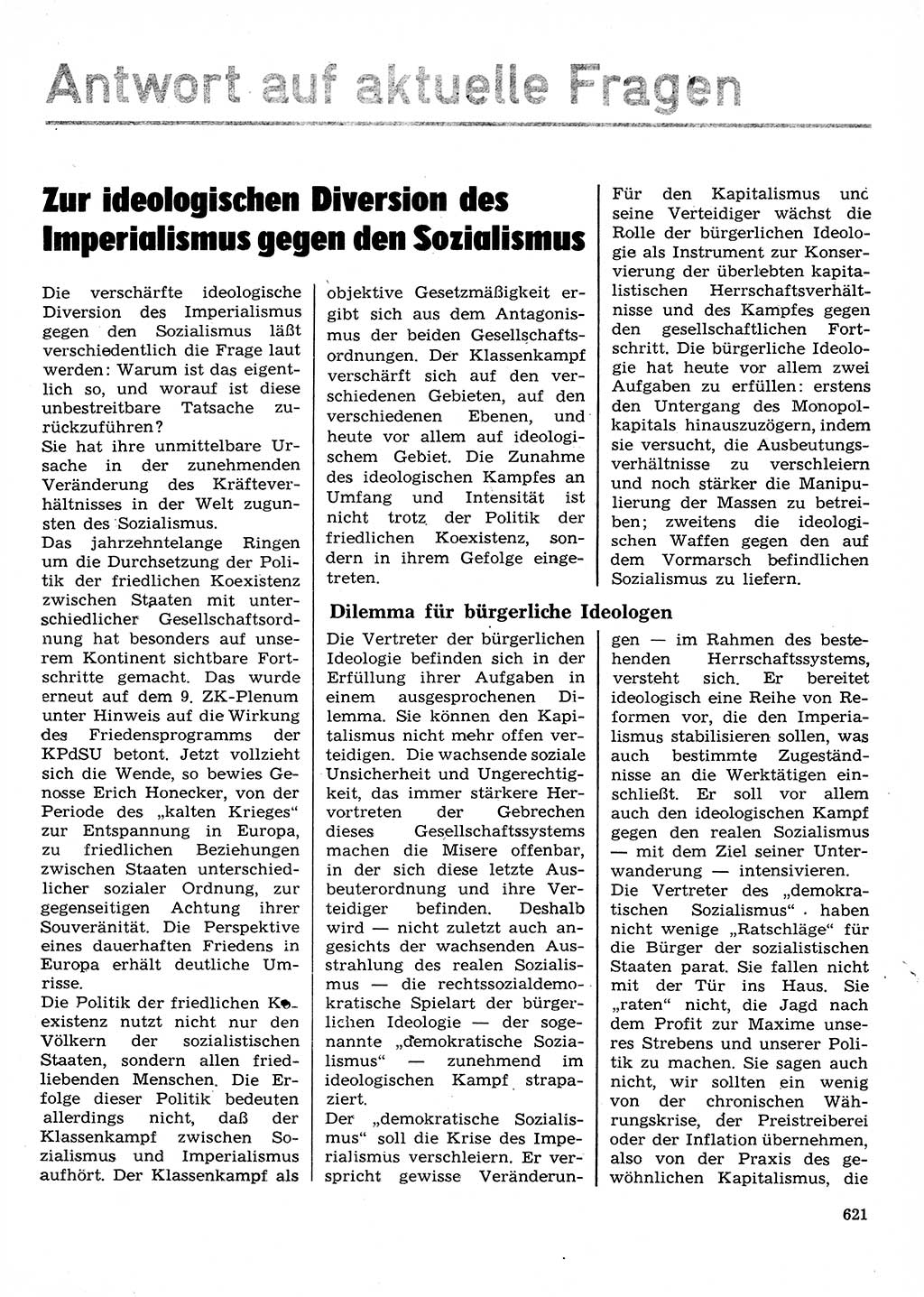 Neuer Weg (NW), Organ des Zentralkomitees (ZK) der SED (Sozialistische Einheitspartei Deutschlands) für Fragen des Parteilebens, 28. Jahrgang [Deutsche Demokratische Republik (DDR)] 1973, Seite 621 (NW ZK SED DDR 1973, S. 621)