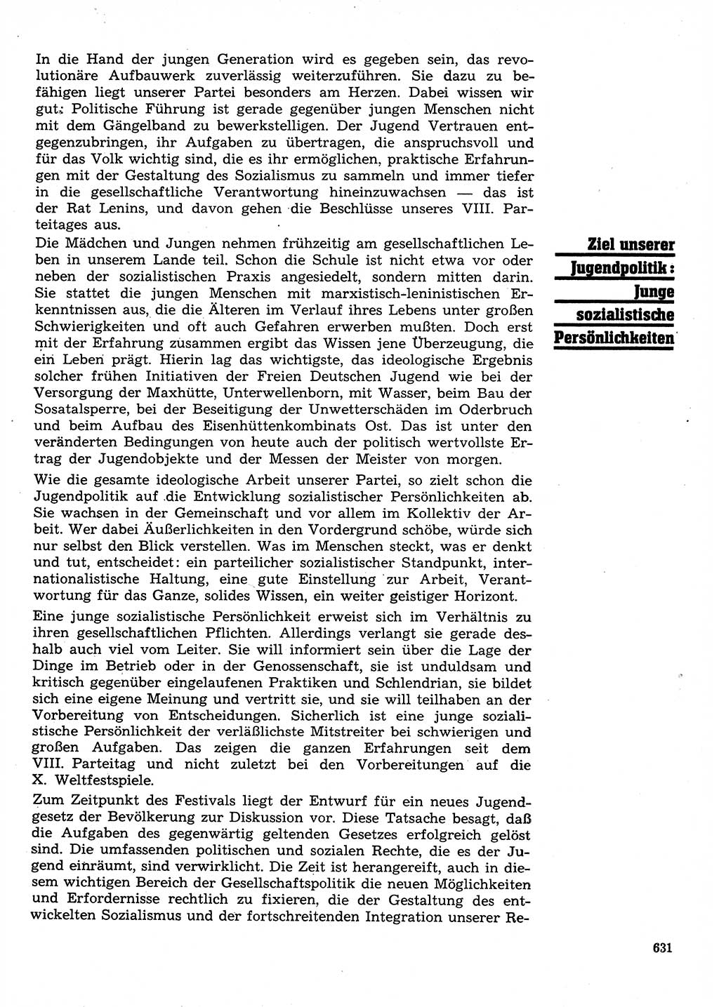 Neuer Weg (NW), Organ des Zentralkomitees (ZK) der SED (Sozialistische Einheitspartei Deutschlands) für Fragen des Parteilebens, 28. Jahrgang [Deutsche Demokratische Republik (DDR)] 1973, Seite 631 (NW ZK SED DDR 1973, S. 631)
