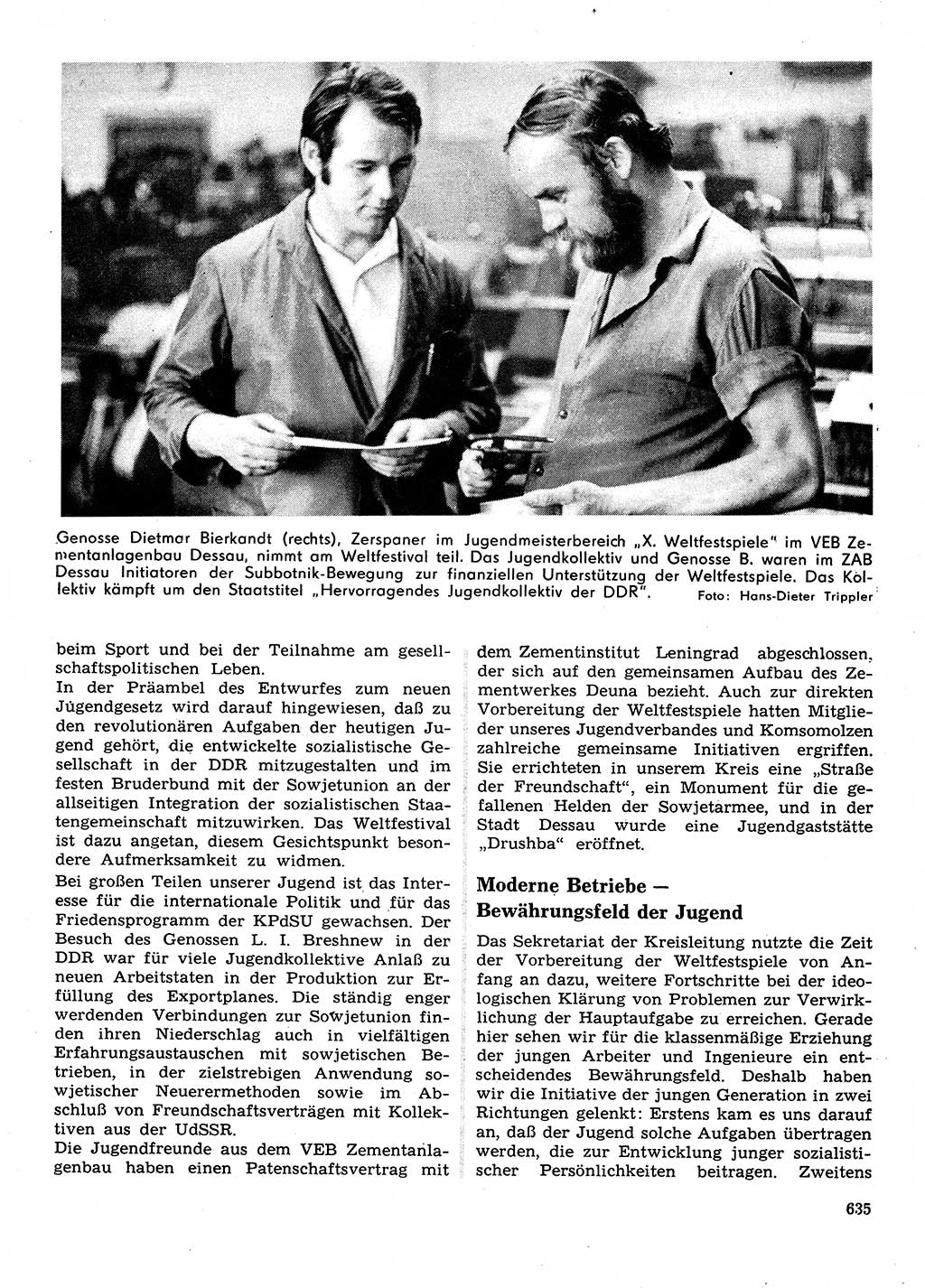 Neuer Weg (NW), Organ des Zentralkomitees (ZK) der SED (Sozialistische Einheitspartei Deutschlands) für Fragen des Parteilebens, 28. Jahrgang [Deutsche Demokratische Republik (DDR)] 1973, Seite 635 (NW ZK SED DDR 1973, S. 635)