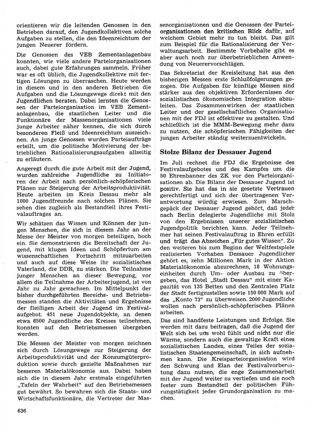Neuer Weg (NW), Organ des Zentralkomitees (ZK) der SED (Sozialistische Einheitspartei Deutschlands) für Fragen des Parteilebens, 28. Jahrgang [Deutsche Demokratische Republik (DDR)] 1973, Seite 636 (NW ZK SED DDR 1973, S. 636)