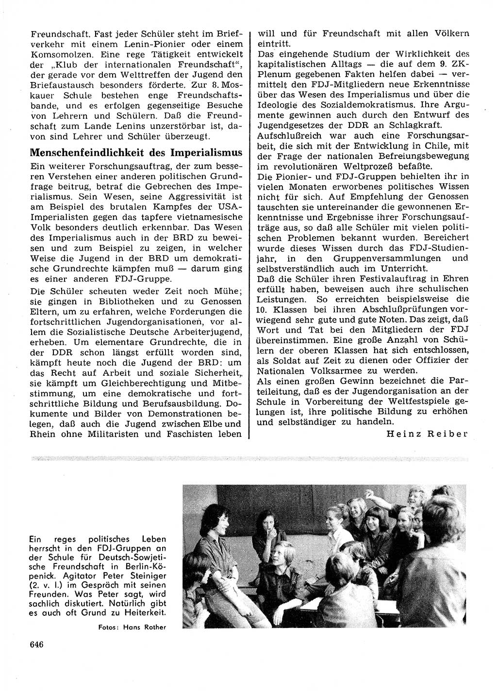 Neuer Weg (NW), Organ des Zentralkomitees (ZK) der SED (Sozialistische Einheitspartei Deutschlands) für Fragen des Parteilebens, 28. Jahrgang [Deutsche Demokratische Republik (DDR)] 1973, Seite 646 (NW ZK SED DDR 1973, S. 646)