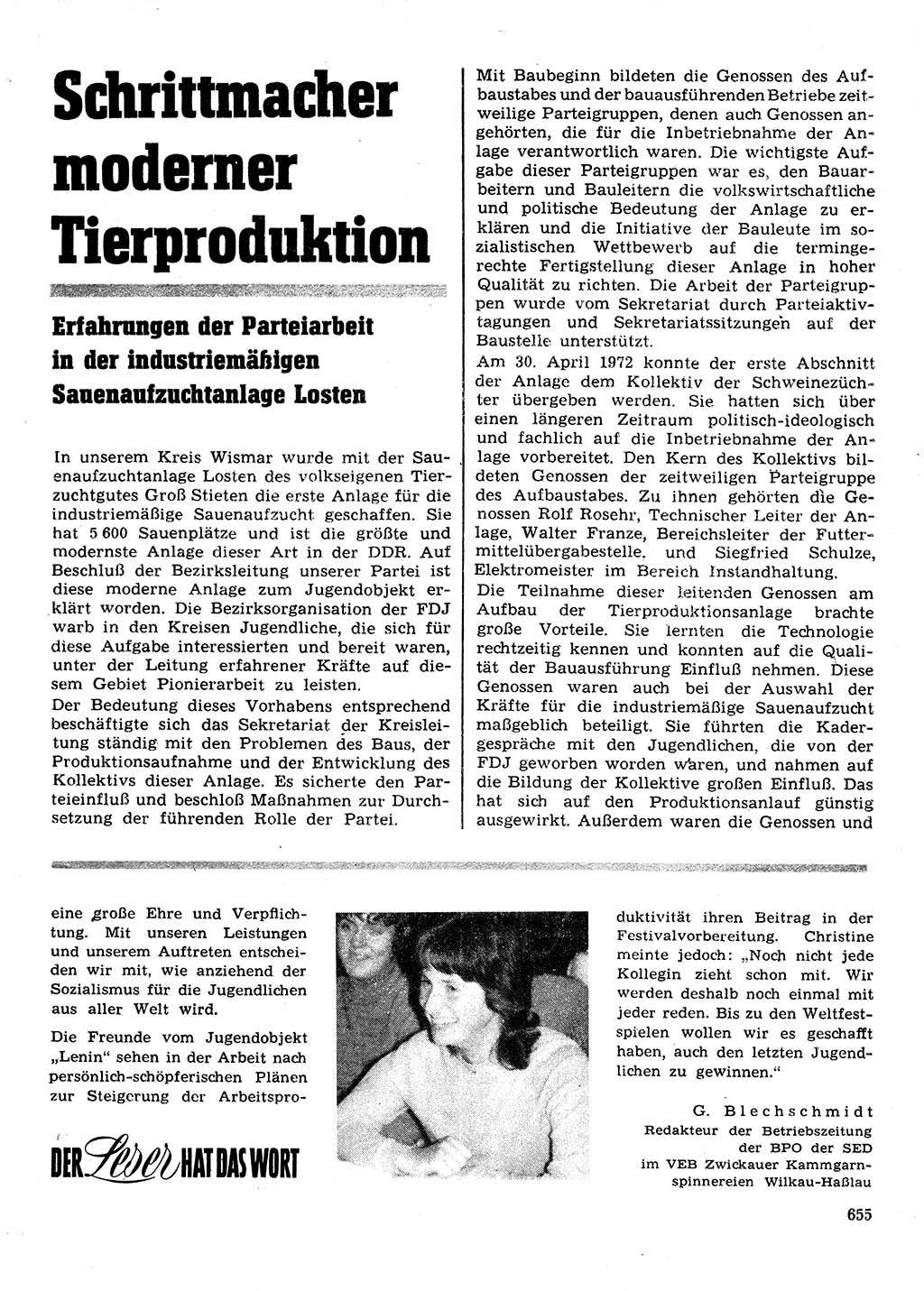 Neuer Weg (NW), Organ des Zentralkomitees (ZK) der SED (Sozialistische Einheitspartei Deutschlands) für Fragen des Parteilebens, 28. Jahrgang [Deutsche Demokratische Republik (DDR)] 1973, Seite 655 (NW ZK SED DDR 1973, S. 655)