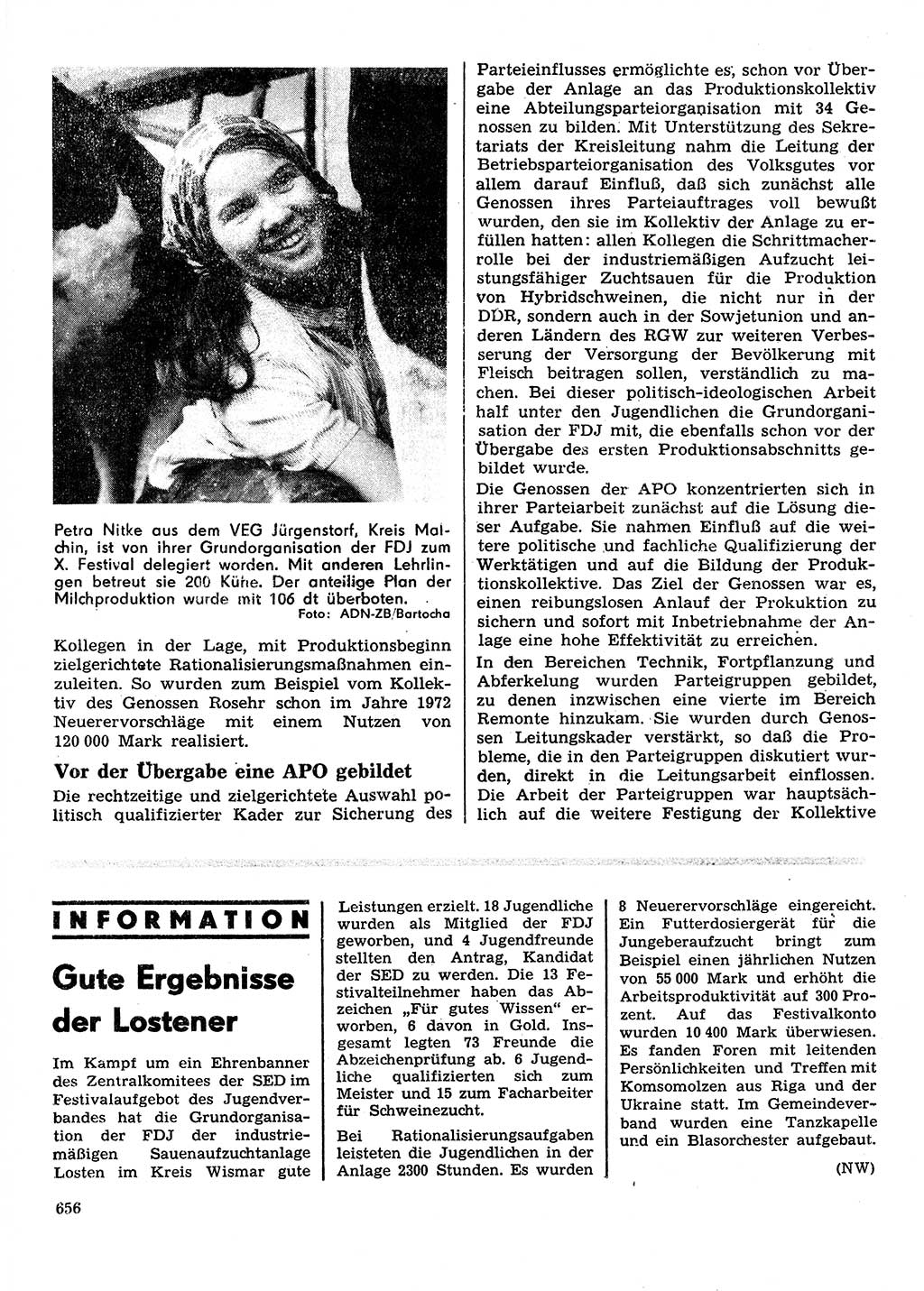 Neuer Weg (NW), Organ des Zentralkomitees (ZK) der SED (Sozialistische Einheitspartei Deutschlands) für Fragen des Parteilebens, 28. Jahrgang [Deutsche Demokratische Republik (DDR)] 1973, Seite 656 (NW ZK SED DDR 1973, S. 656)