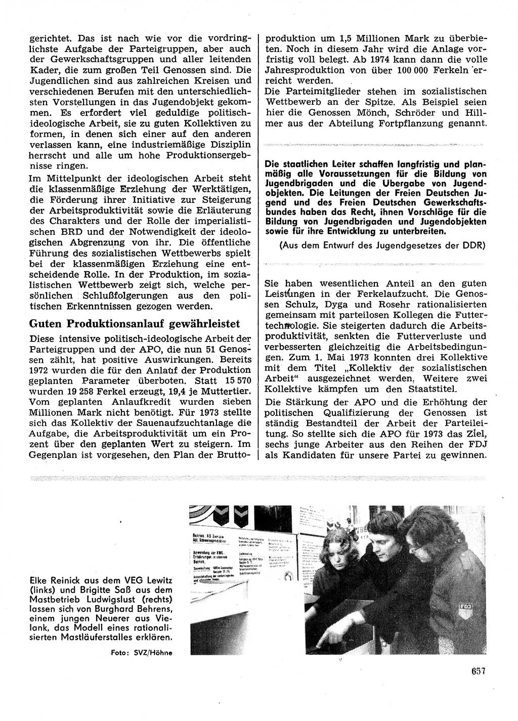 Neuer Weg (NW), Organ des Zentralkomitees (ZK) der SED (Sozialistische Einheitspartei Deutschlands) für Fragen des Parteilebens, 28. Jahrgang [Deutsche Demokratische Republik (DDR)] 1973, Seite 657 (NW ZK SED DDR 1973, S. 657)
