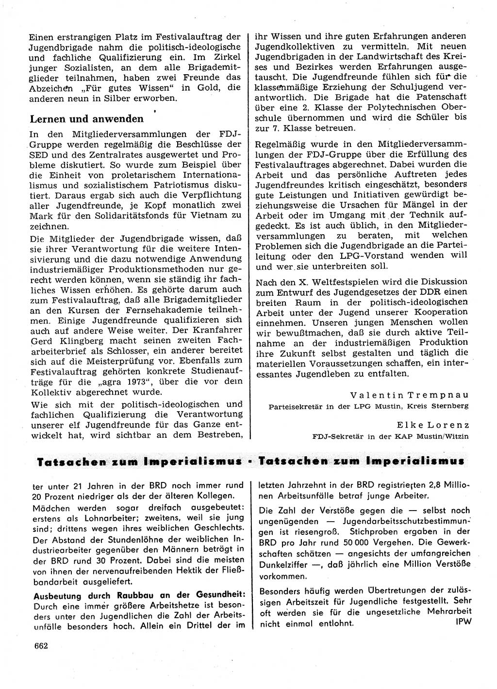 Neuer Weg (NW), Organ des Zentralkomitees (ZK) der SED (Sozialistische Einheitspartei Deutschlands) für Fragen des Parteilebens, 28. Jahrgang [Deutsche Demokratische Republik (DDR)] 1973, Seite 662 (NW ZK SED DDR 1973, S. 662)