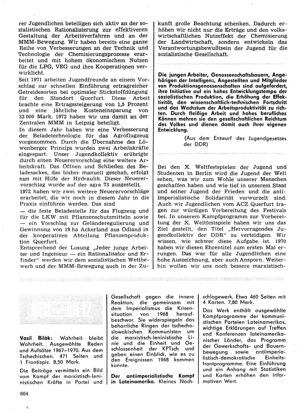 Neuer Weg (NW), Organ des Zentralkomitees (ZK) der SED (Sozialistische Einheitspartei Deutschlands) für Fragen des Parteilebens, 28. Jahrgang [Deutsche Demokratische Republik (DDR)] 1973, Seite 664 (NW ZK SED DDR 1973, S. 664)