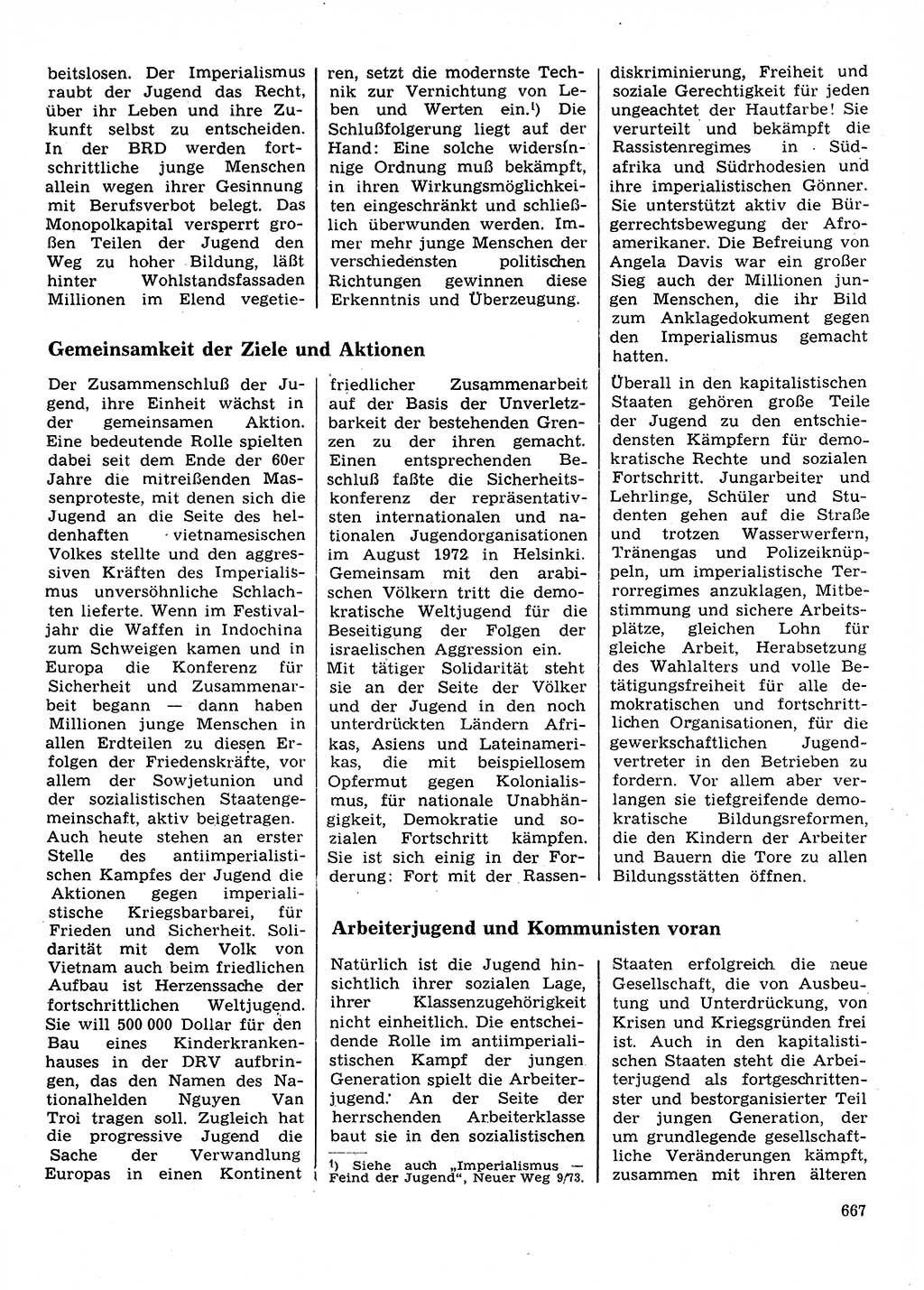 Neuer Weg (NW), Organ des Zentralkomitees (ZK) der SED (Sozialistische Einheitspartei Deutschlands) für Fragen des Parteilebens, 28. Jahrgang [Deutsche Demokratische Republik (DDR)] 1973, Seite 667 (NW ZK SED DDR 1973, S. 667)