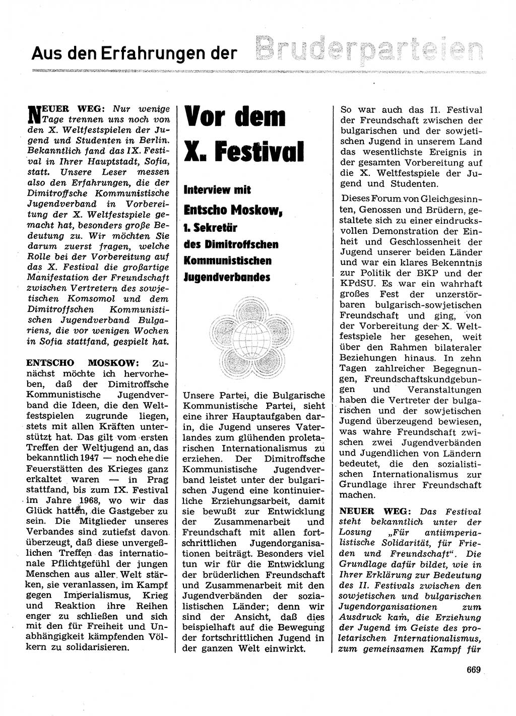 Neuer Weg (NW), Organ des Zentralkomitees (ZK) der SED (Sozialistische Einheitspartei Deutschlands) für Fragen des Parteilebens, 28. Jahrgang [Deutsche Demokratische Republik (DDR)] 1973, Seite 669 (NW ZK SED DDR 1973, S. 669)