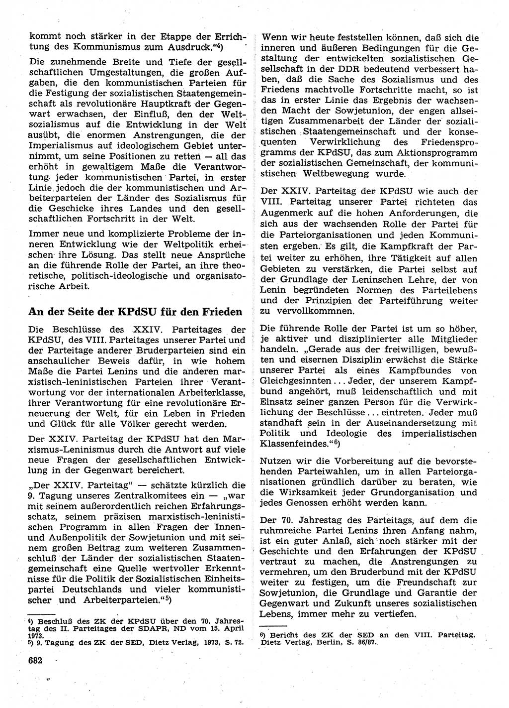 Neuer Weg (NW), Organ des Zentralkomitees (ZK) der SED (Sozialistische Einheitspartei Deutschlands) für Fragen des Parteilebens, 28. Jahrgang [Deutsche Demokratische Republik (DDR)] 1973, Seite 682 (NW ZK SED DDR 1973, S. 682)