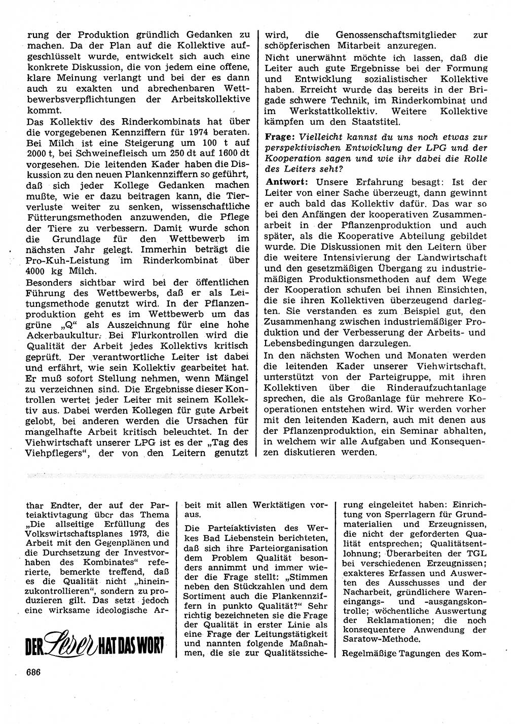 Neuer Weg (NW), Organ des Zentralkomitees (ZK) der SED (Sozialistische Einheitspartei Deutschlands) für Fragen des Parteilebens, 28. Jahrgang [Deutsche Demokratische Republik (DDR)] 1973, Seite 686 (NW ZK SED DDR 1973, S. 686)